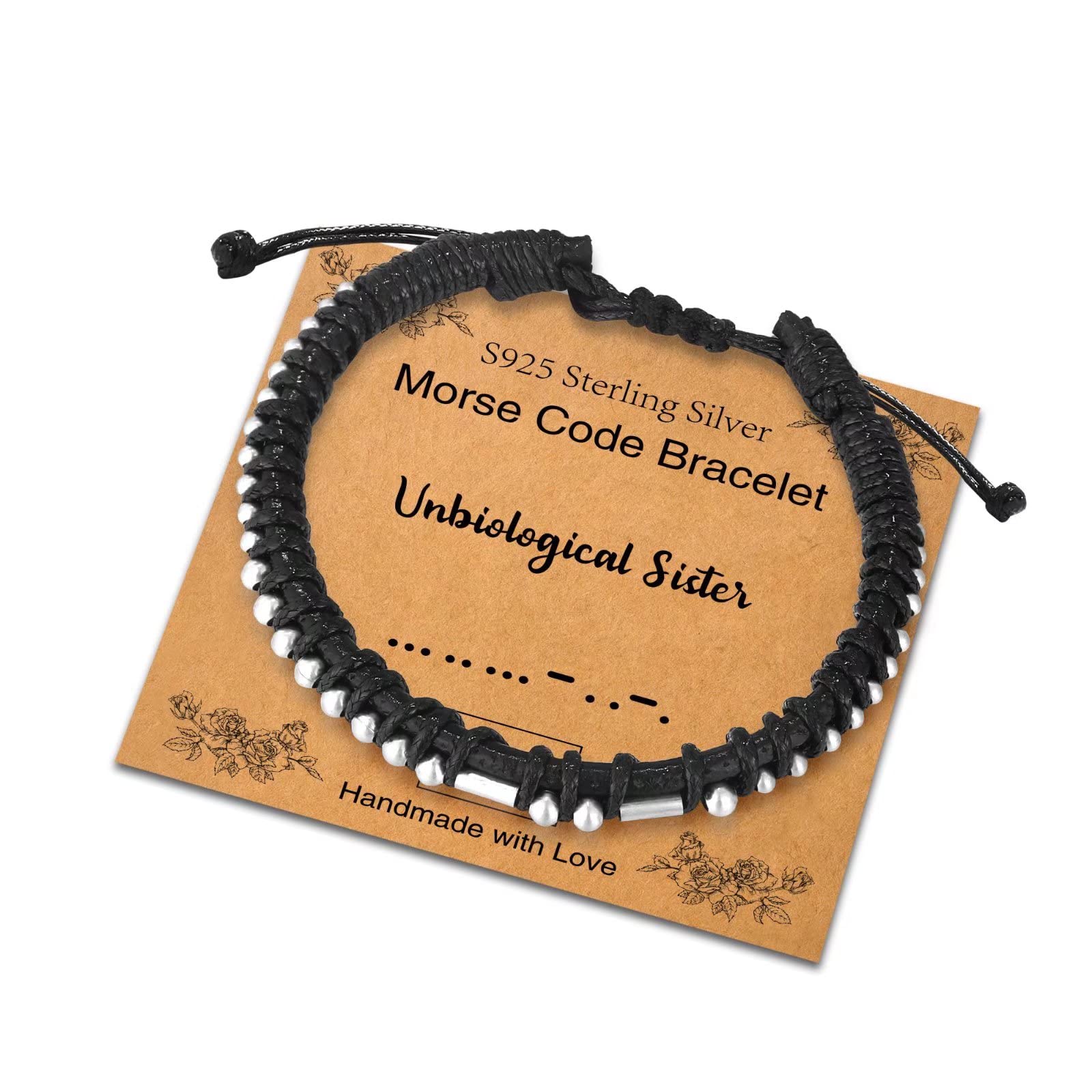 Sterling Silver Morse Code Bracelet for Women & Men - Adjustable Leather Bangle with Inspirational Message - Unique Friendship & Birthday Gift Jewelry for Couples, Best Friends, and Loved Ones - Perfect for Everyday Wear, Special Occasions, and Meaningful Gifting