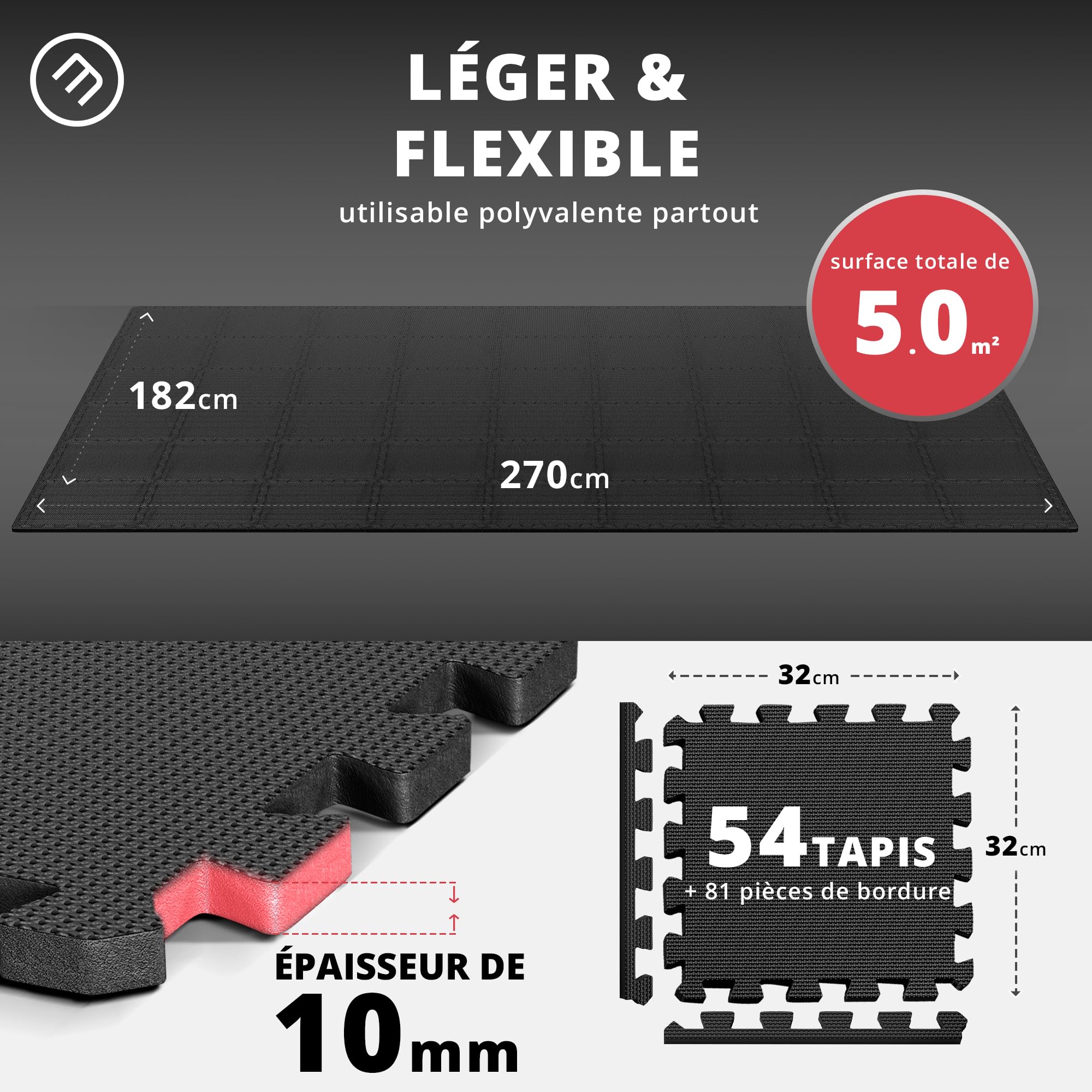 Non-Slip BPA-Free EVA Foam Exercise Floor Tiles - Interlocking Gym Mat for Home Workouts, Yoga, Garage Gym, and Poolside Safety | Durable Rubber Puzzle Mats for Fitness Equipment and Weight Bench Protection