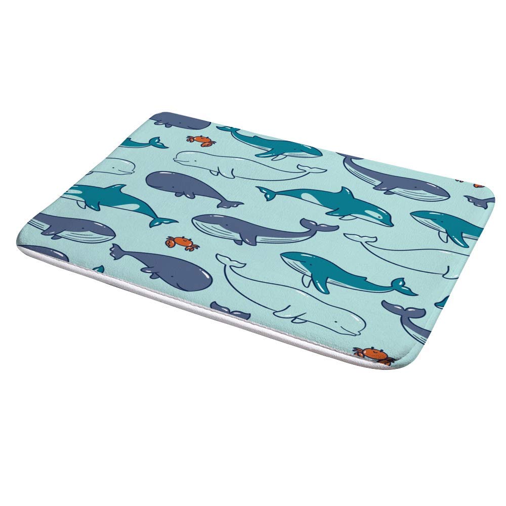 Non-Slip Bath Mat with Sea Creatures Design - Soft Velvet Absorbent Bathroom Rug for Quick Drying (31