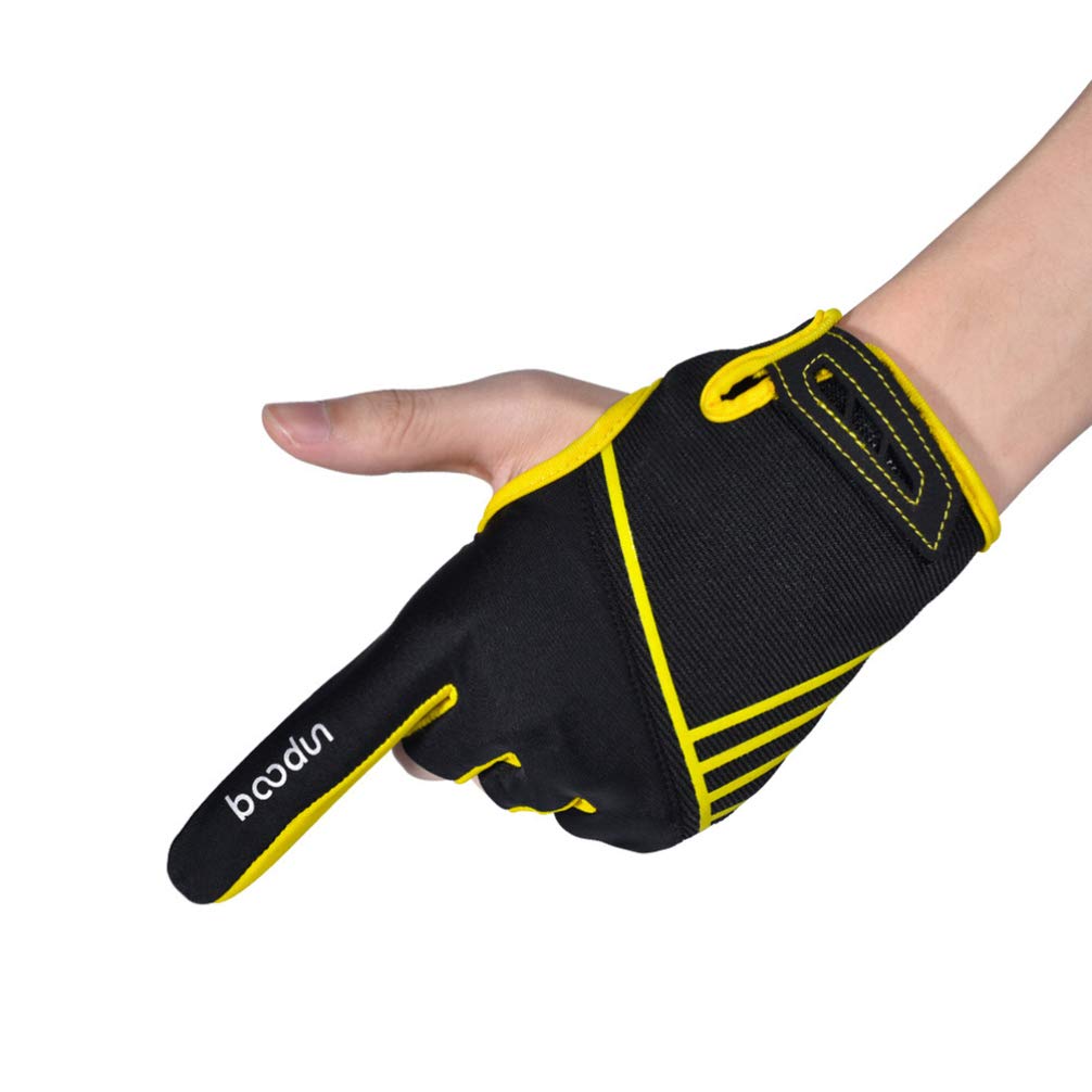 EXCEART Anti-Skid Semi-Finger Bowling Gloves - Professional Comfortable Sports Mittens for Men & Women - Size S/M (Yellow) - Perfect for Bowling Leagues, Tournaments & Outdoor Sports Activities