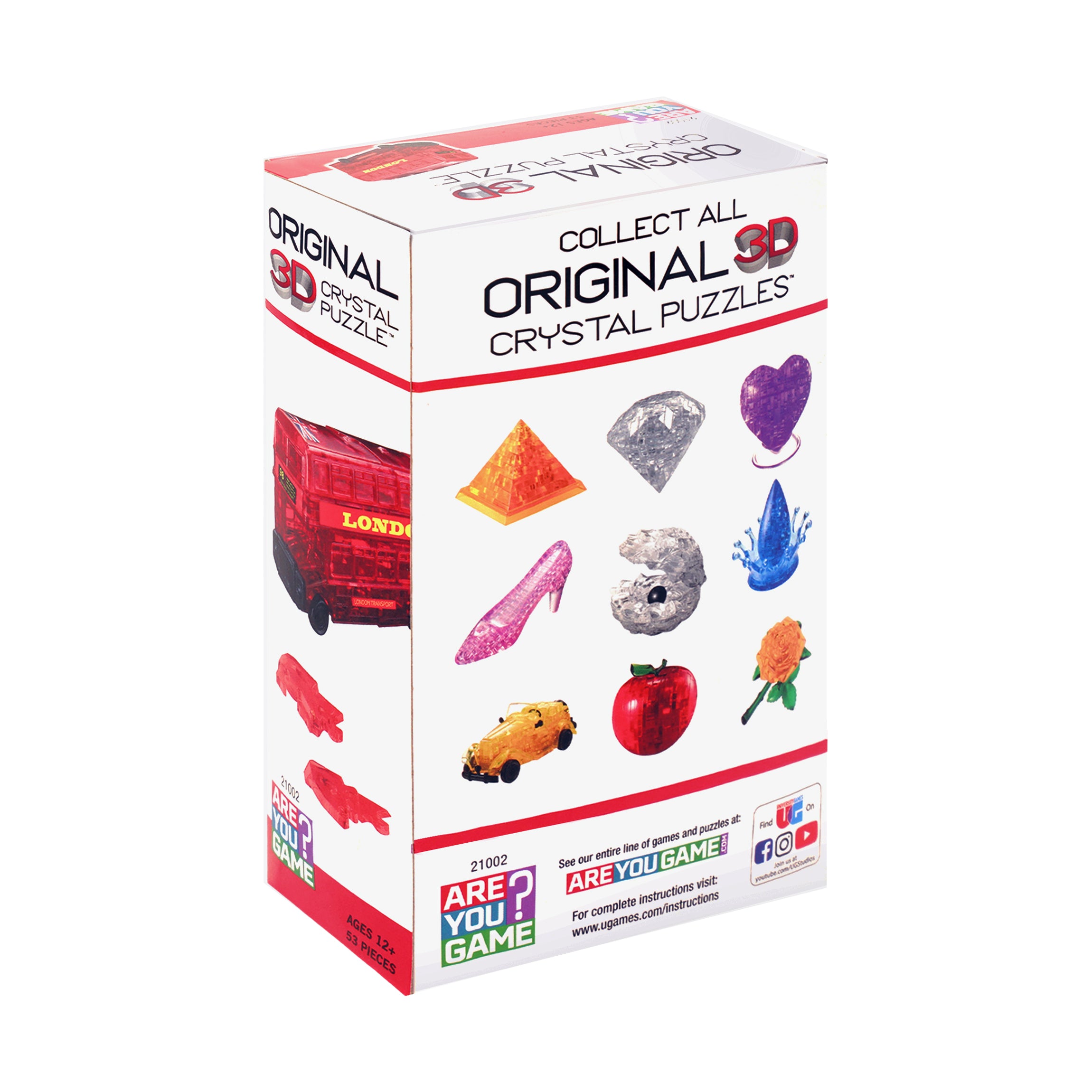 Charming London Bus 3D Crystal Puzzle - 53 Piece Radiant Red Brain Teaser for Adults & Teens | Perfect Gift for Puzzle Lovers & UK Souvenir Collectors