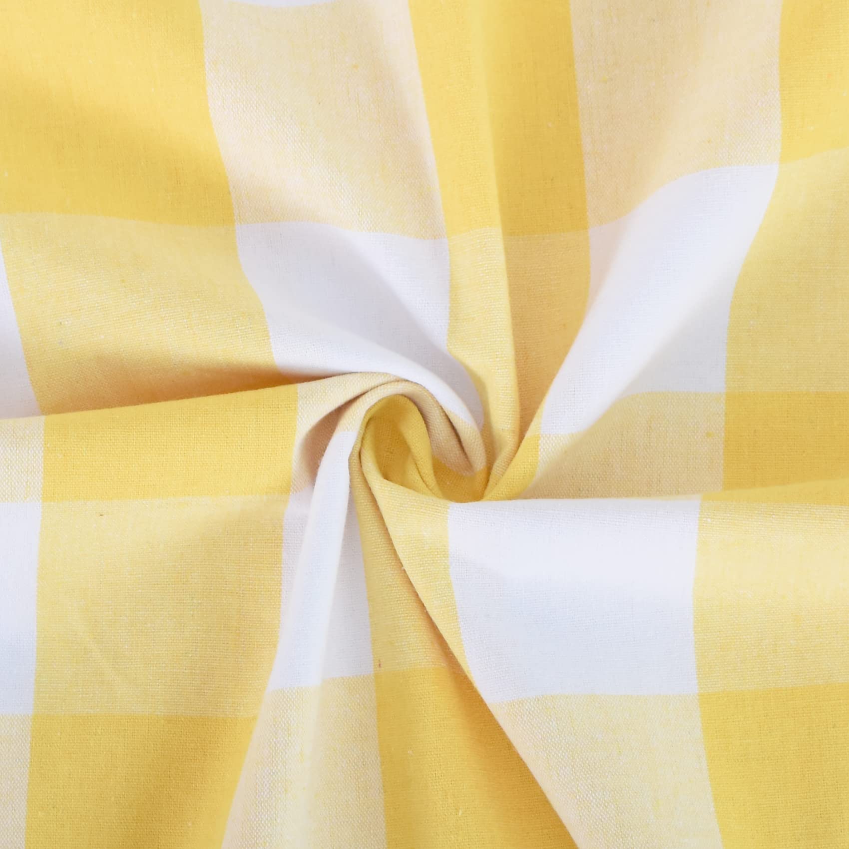 Buffalo Check Curtains 45 Inches - Yellow & White Gingham Plaid Window Drapes for Kitchen, Living Room & Bedroom - 2 Panels with Grommet Top - Perfect for Basement, Farmhouse & Cozy Home Decor
