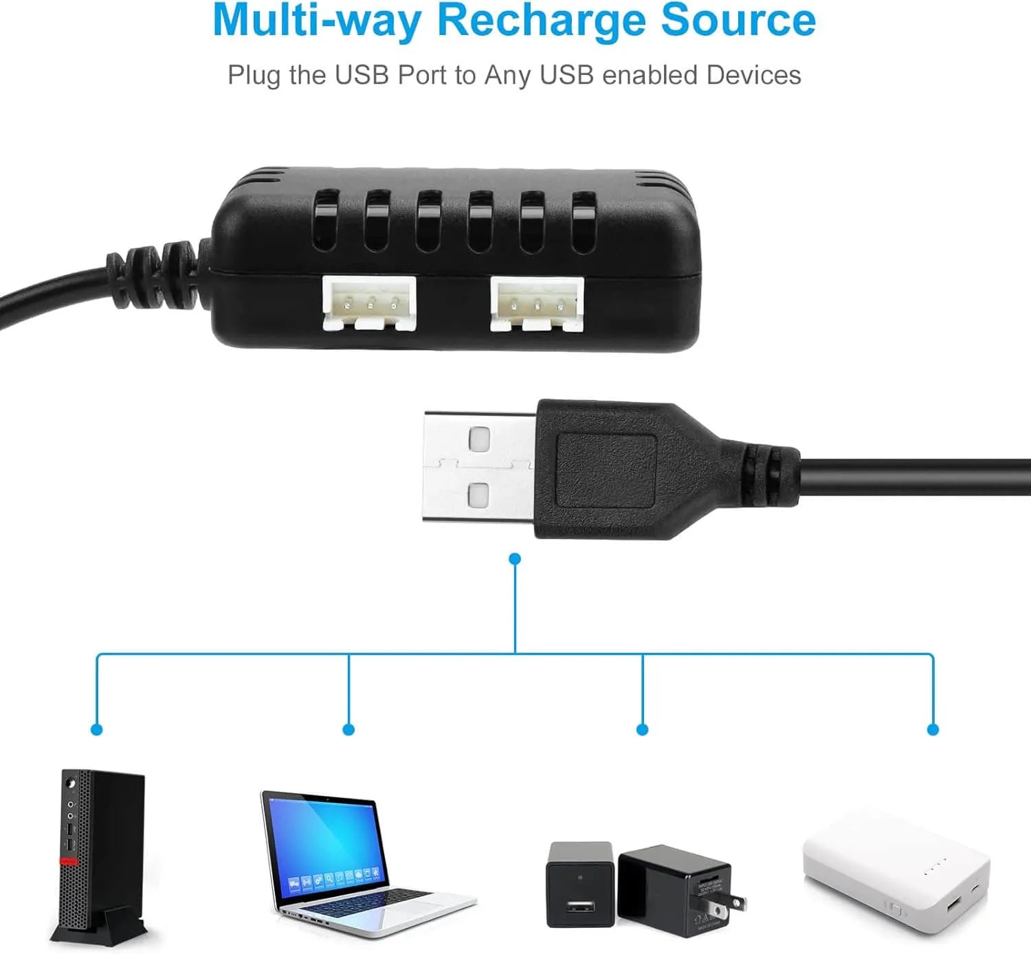 2-in-1 USB Balance Charger Cable 1A for 2S 7.4V LiPo Battery - Compatible with RC Cars, Drones, Boats - Fast Charging & Safe Protection for Hobbyist Remote Control Vehicles