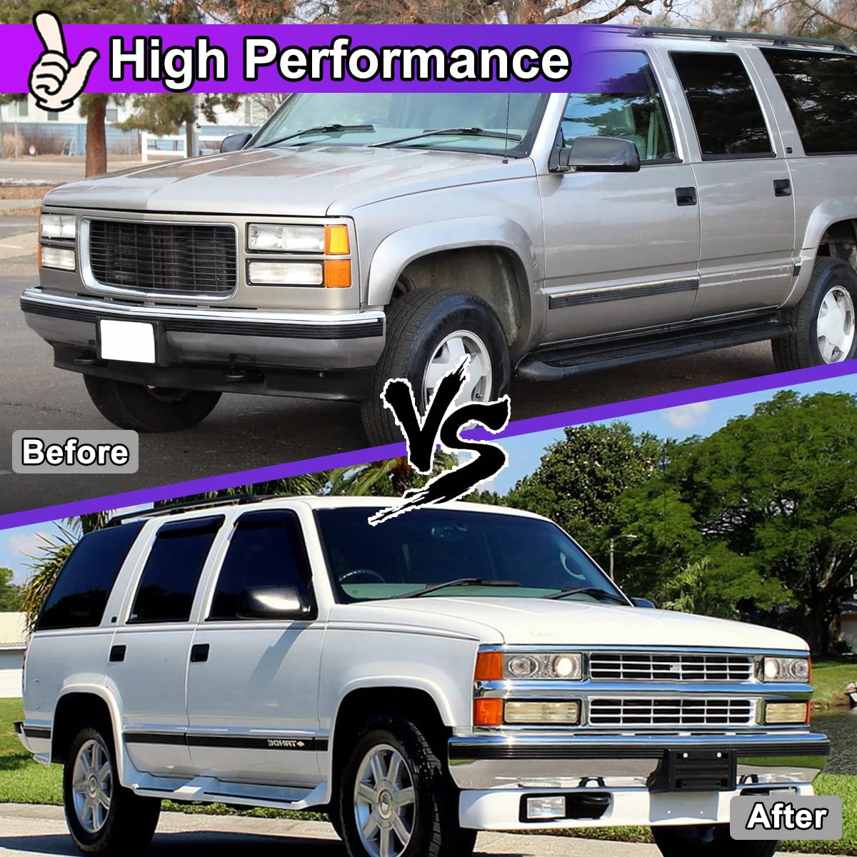 Nixon Offroad Headlights for Chevy Suburban Tahoe Blazer Yukon 1992-2000 - DRL High Low Beam Replacement for Off-Roading & Night Driving