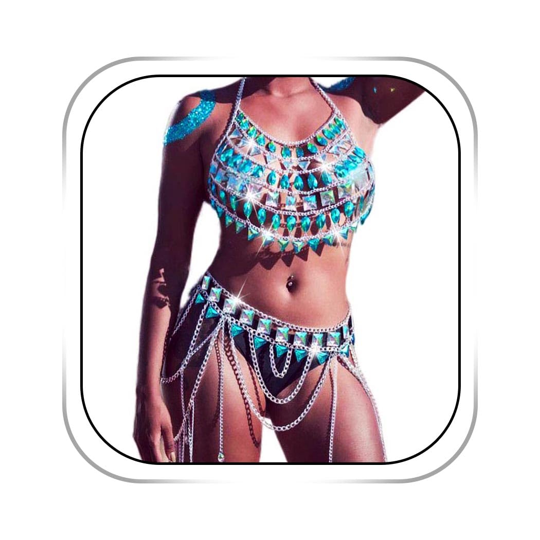 Rhinestone Body Chain - Boho Crystal Waist Belly Chain for Women | Festival Jewelry, Rave Outfit Accessory | Perfect for Music Festivals, Beach Parties & Bachelorette Events