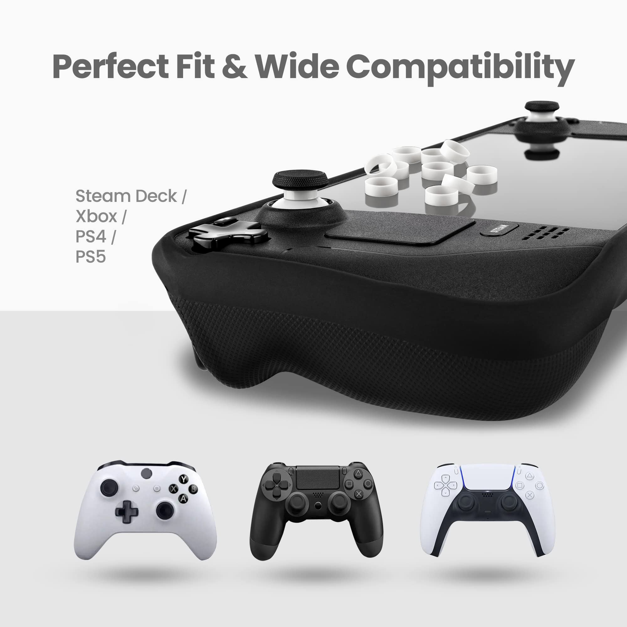 Premium Silicone Joystick Protectors - Universal Fit for Steam Deck, Xbox, Switch Pro, PS4, PS5, ROG Ally & 8BitDo Controllers (10-Pack) - Anti-Slip Grip & Scratch Protection for Enhanced Gaming Experience