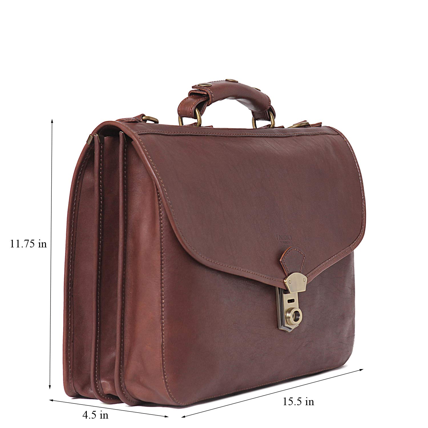 Premium Scafaftti Triple Gusset Leather Briefcase for Men - Chocolate Brown Business Bag - Perfect for Office, Travel & Professional Meetings
