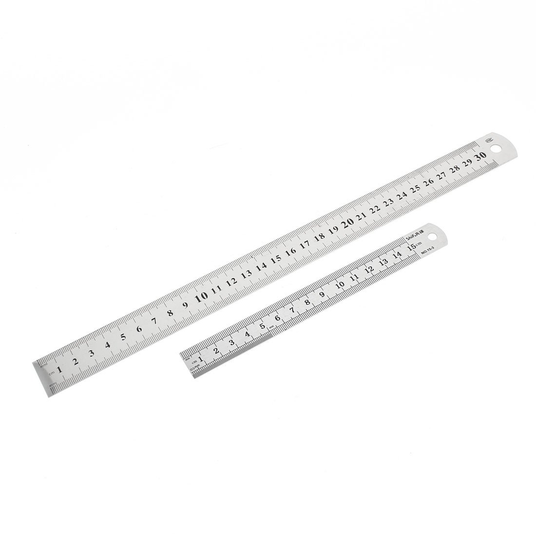 uxcell Double Sided Straight Ruler 15cm & 30cm 2-in-1 Silver Tone Measuring Tool for School, Office, and Craft Projects