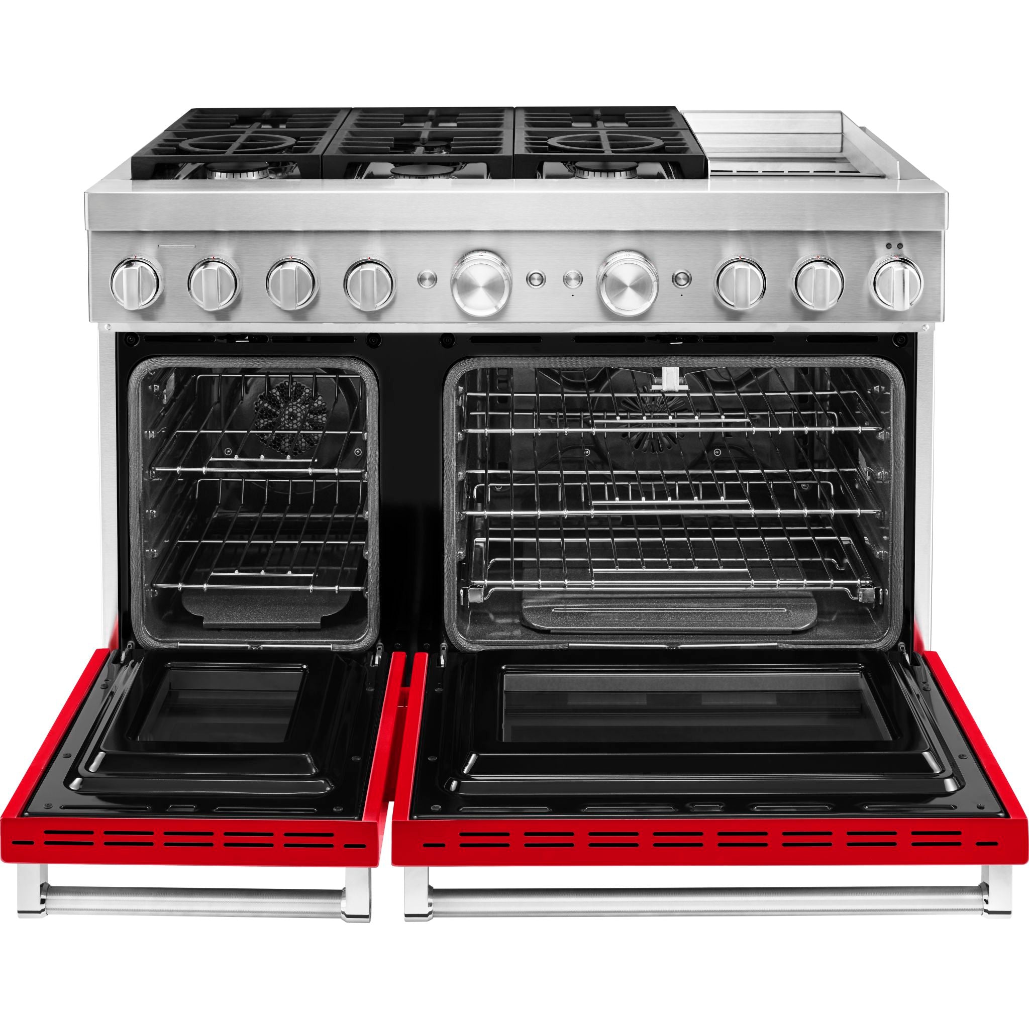 KitchenAid KFDC558JPA 30-Inch Dual Fuel Range with 5 Burners - Passion Red | Professional Gas Cooktop & Electric Oven | Perfect for Home Chefs & Modern Kitchens