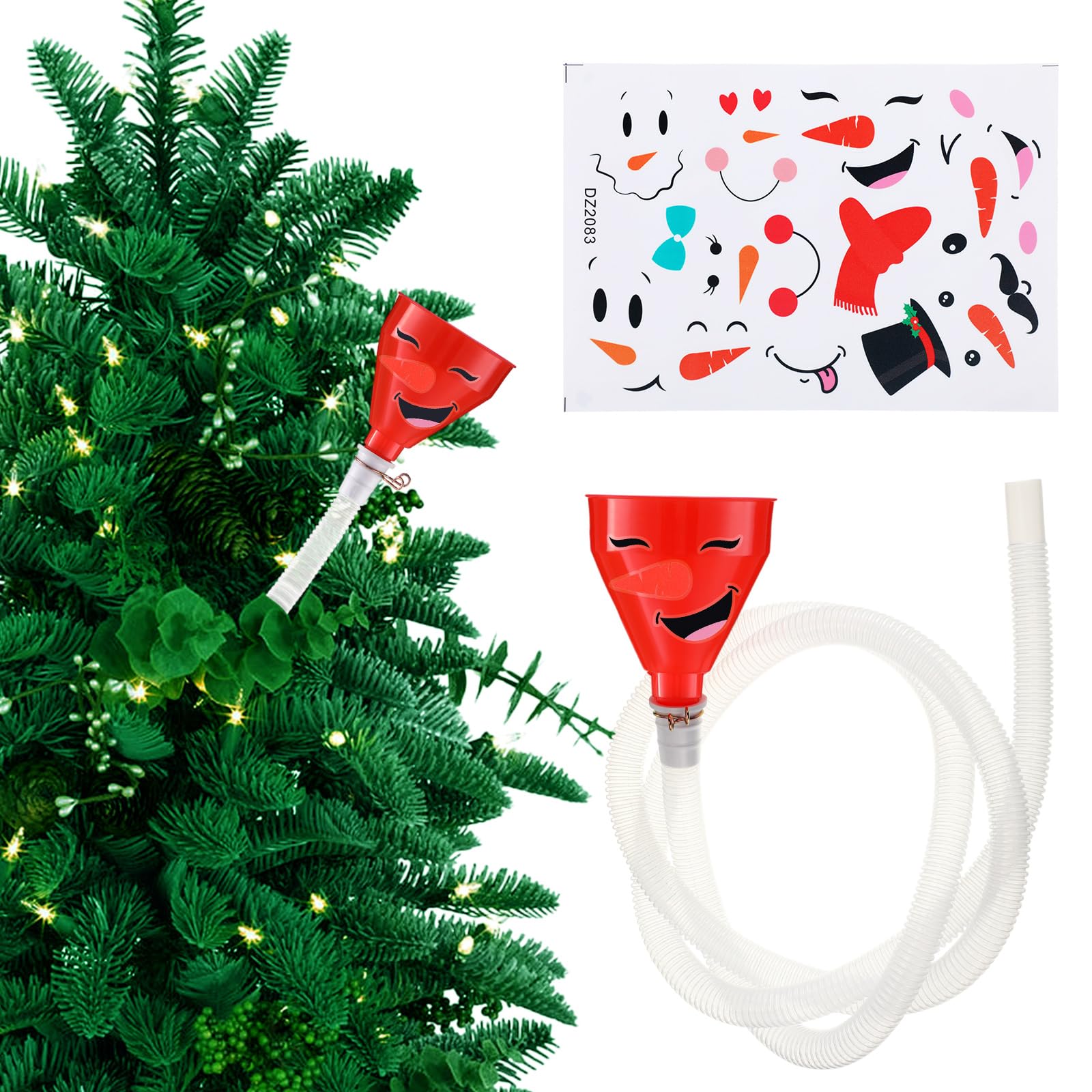Nuogo 63 Inch Christmas Tree Watering Funnel with Tube & Sticker - Long Tree Watering Spout for Large Indoor/Outdoor Plants | Perfect for Xmas Trees, Oil Transfer & Gardening