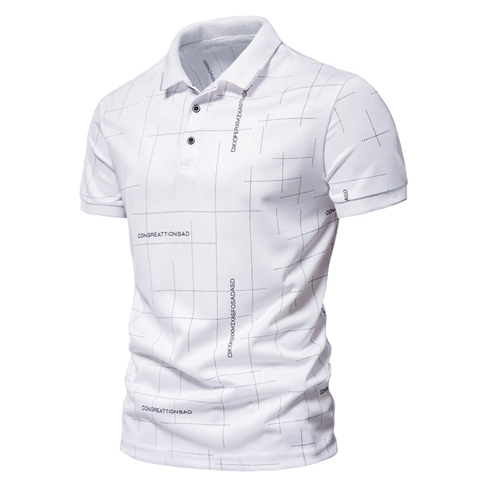 Wrinkle-Free Men's Short Sleeve Golf Polo Shirts - Moisture-Wicking Dry Fit, Colorblock Striped Button-Down Tee for Golf & Casual Wear (White, XX-Large) | Perfect for Golf Courses, Office Casual & Summer Outings