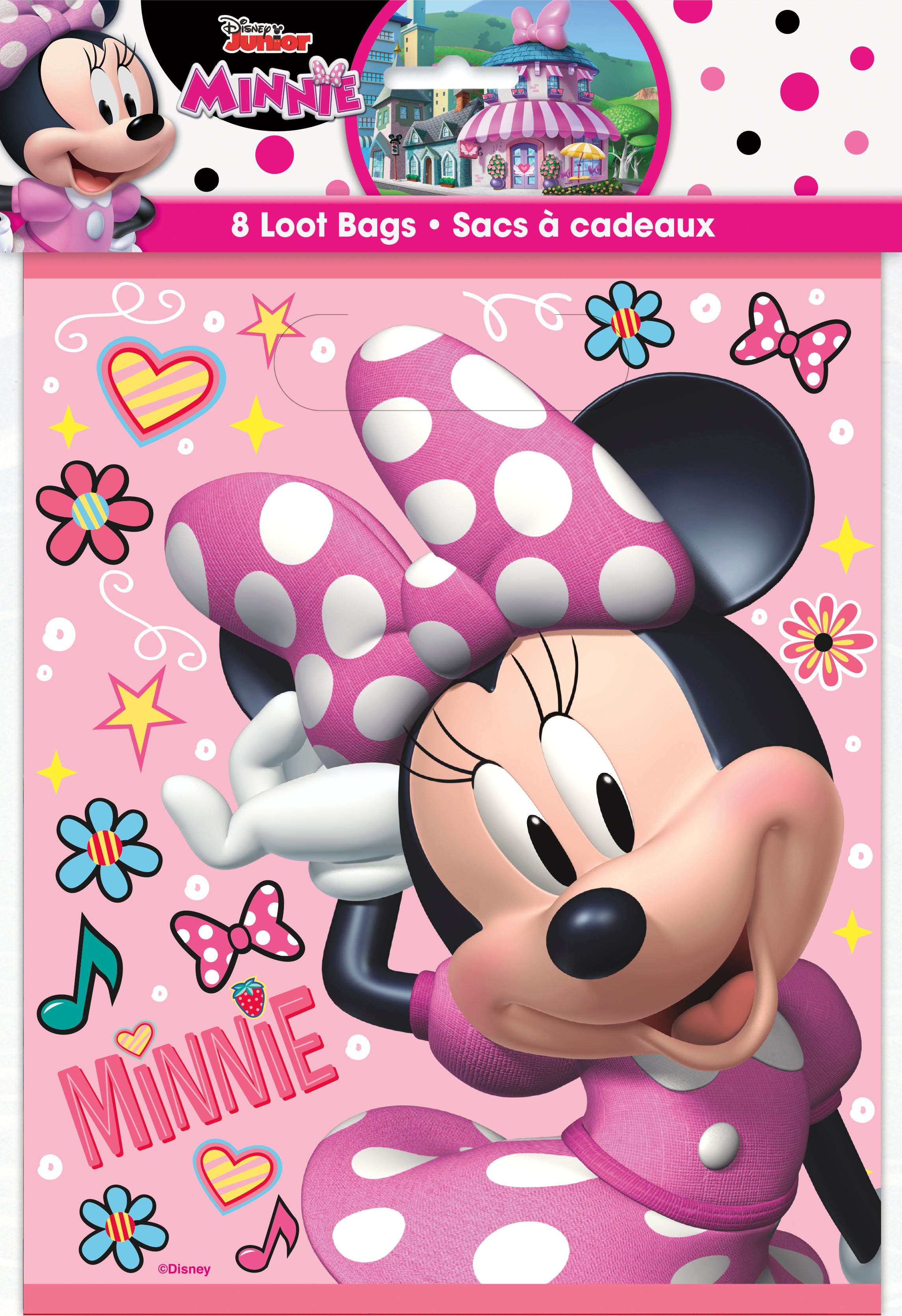 Minnie Mouse Party Favor Bags - 8ct Disney Themed Goodie Bags for Birthday Parties, Baby Showers & Special Events