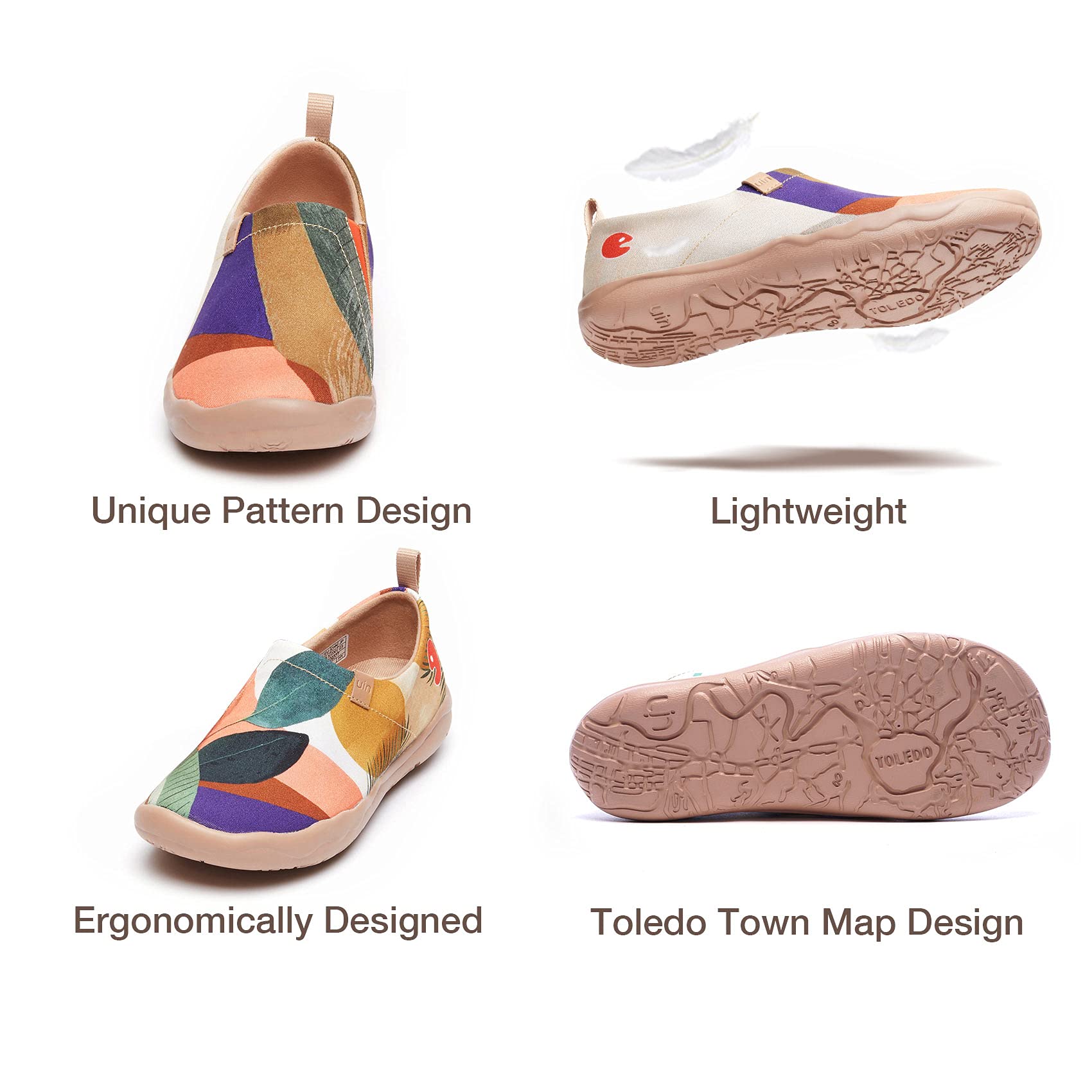 UIN Women's Art Travel Slip-On Loafers - Lightweight Breathable Casual Flats for Walking, Comfortable Slip On Shoes for Women | Perfect for Travel, Work & Everyday Wear