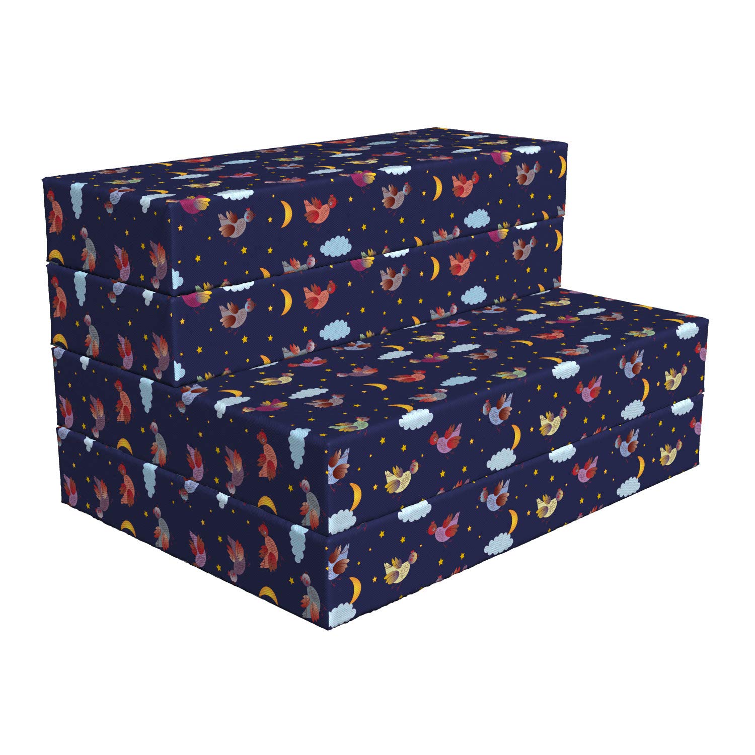 Ambesonne Fantasy World Foldable Mattress - Oriental Birds & Clouds Design, 74.8