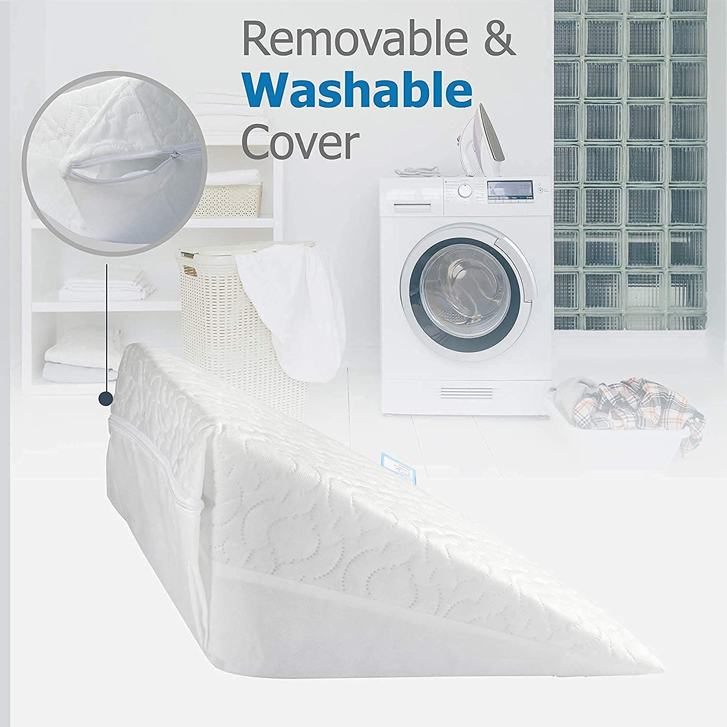 OrthoLift Memory Foam Wedge Pillow for Bed & Couch - Ergonomic Reading & Relaxation Cushion - Perfect for Back Pain Relief, Acid Reflux & Post-Surgery Support