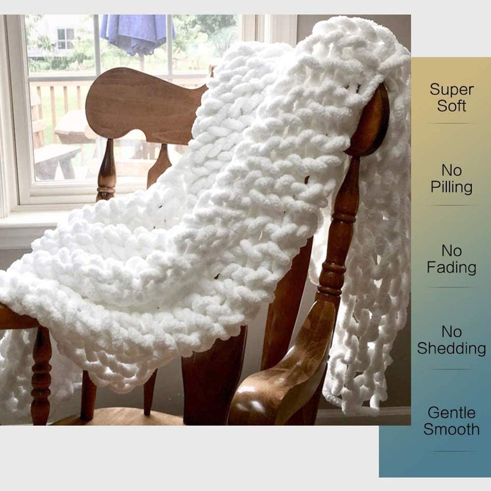 Handmade Chenille Throw Blanket - Ultra Soft Chunky Knit Weighted Blanket for Adults | Luxury Cable Knit Design | Perfect for Bed, Sofa, Chair & Yoga | 47x59 Inches (120x150cm) Beige | Cozy Home Decor & Stress Relief Gift