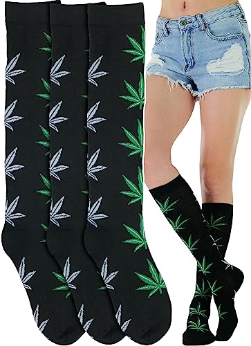 3 Pack: Black W/ White & Green Leaves