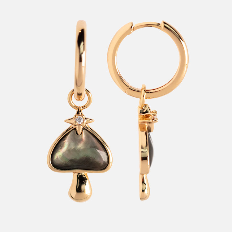 Starry Shroom Mini Huggie Hoops Earrings - Dainty Mushroom Studs for Women - Perfect for Everyday Wear, Boho Style & Festival Outfits