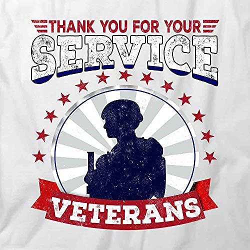 Veterans Appreciation T-Shirt - Patriotic Thank You for Your Service Tee | White Cotton Graphic Printed T-Shirt for Men & Women - Perfect for Veterans Day, Military Events & Patriotic Holidays