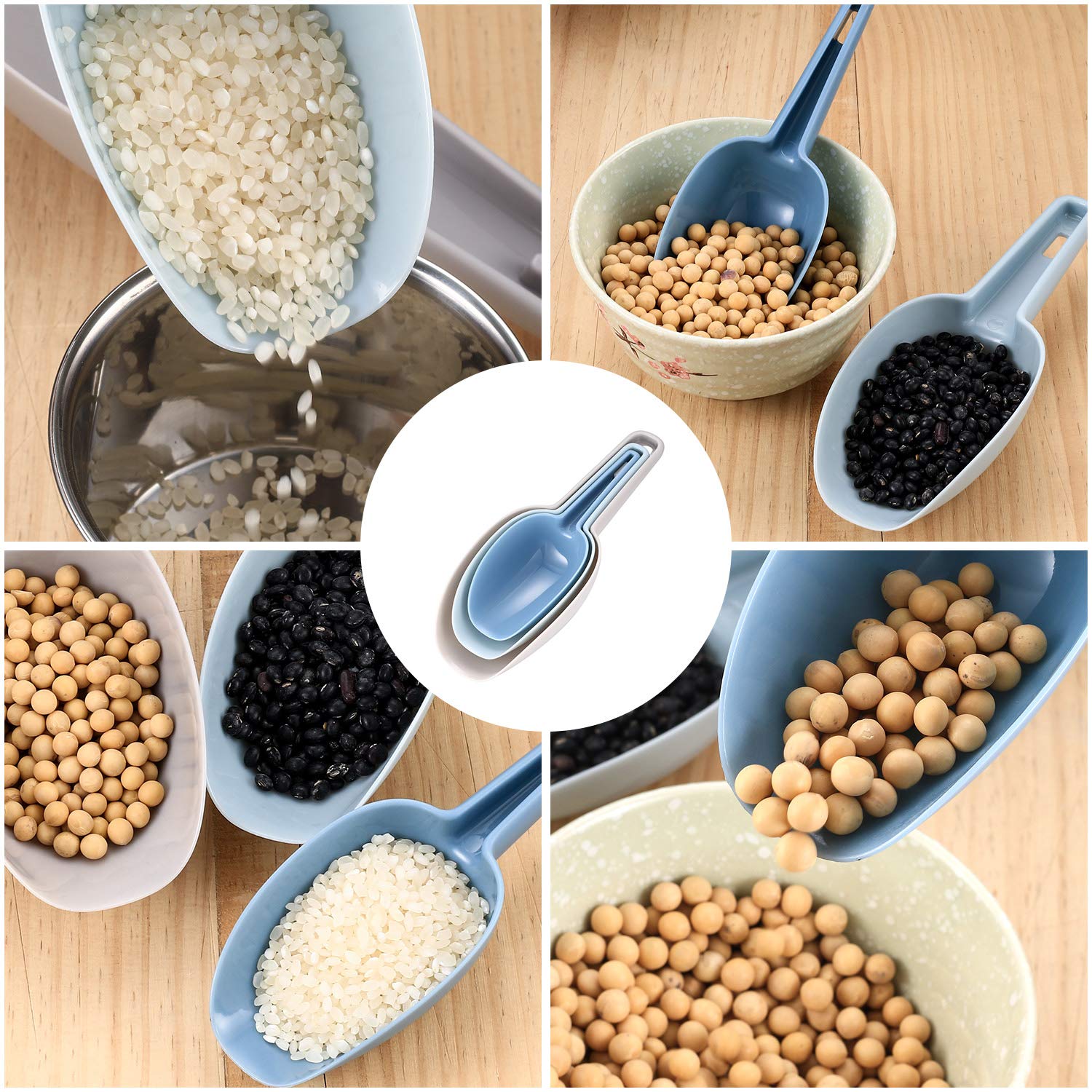 Plastic Ice Scoop Set - Multi-Purpose Scooper for Ice, Pet Food, Flour, Powder, Candy & Coffee Beans | Ideal for Kitchen, Baking, Pet Feeding & Canister Storage