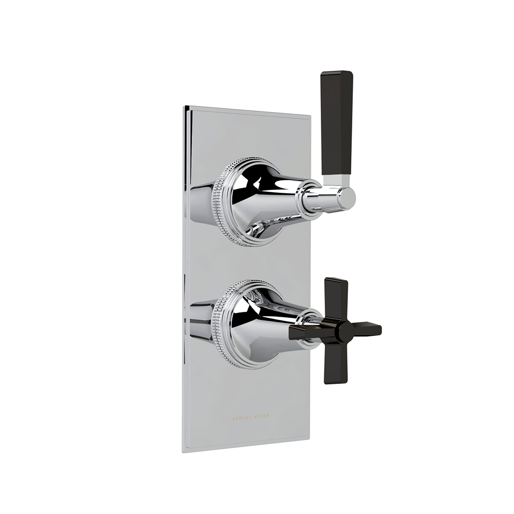 2-Way Divertor Thermostatic Shower Mixer Valve - Wall Mounted Brass/Polished Chrome Finish - Perfect for Bathroom & Spa Shower Systems