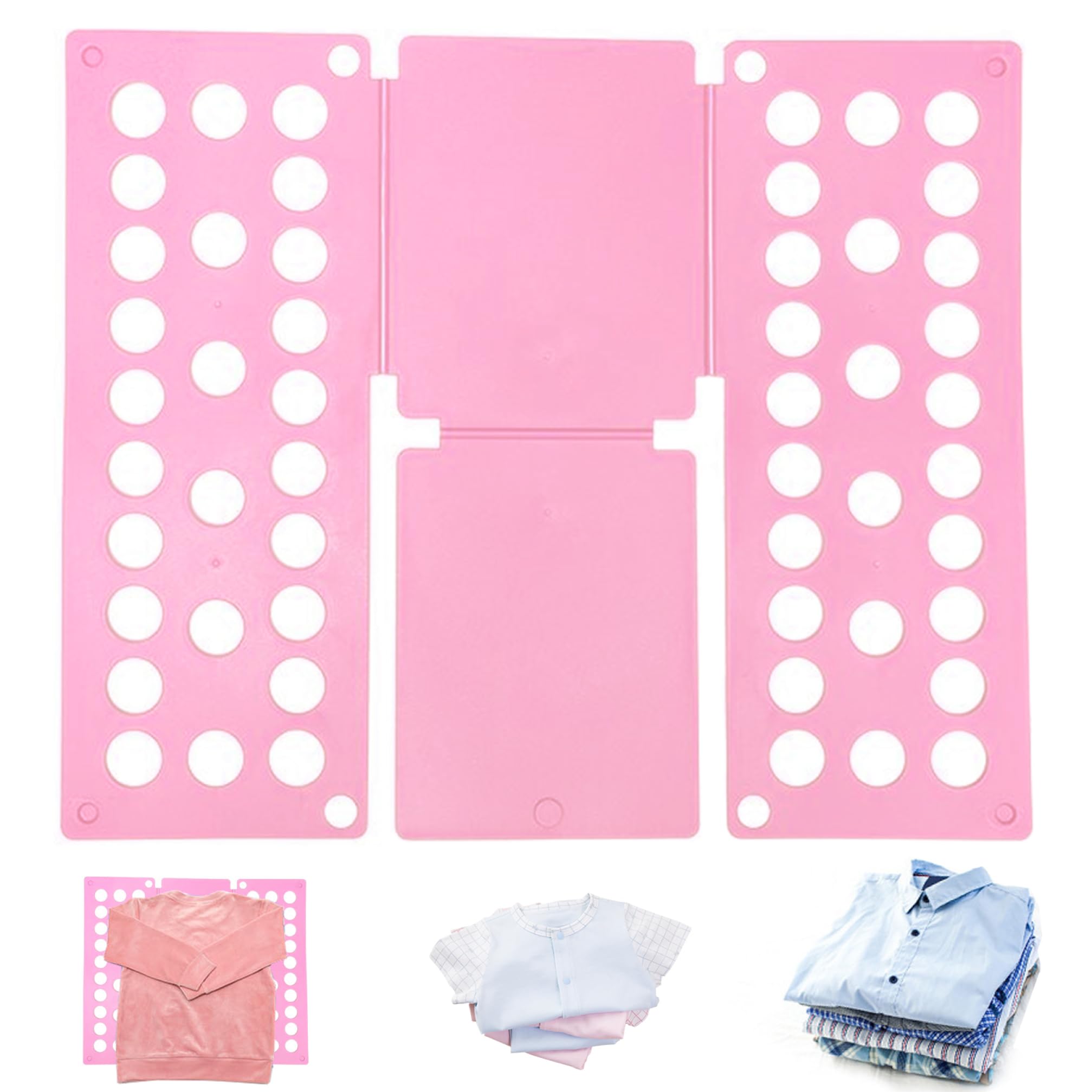15.4x18.5 Inch Plastic Clothes Folding Board - Portable T-Shirt Folder for Kids & Adults - Space Saving Laundry Organizer for Closet, Drawer & Travel Packing