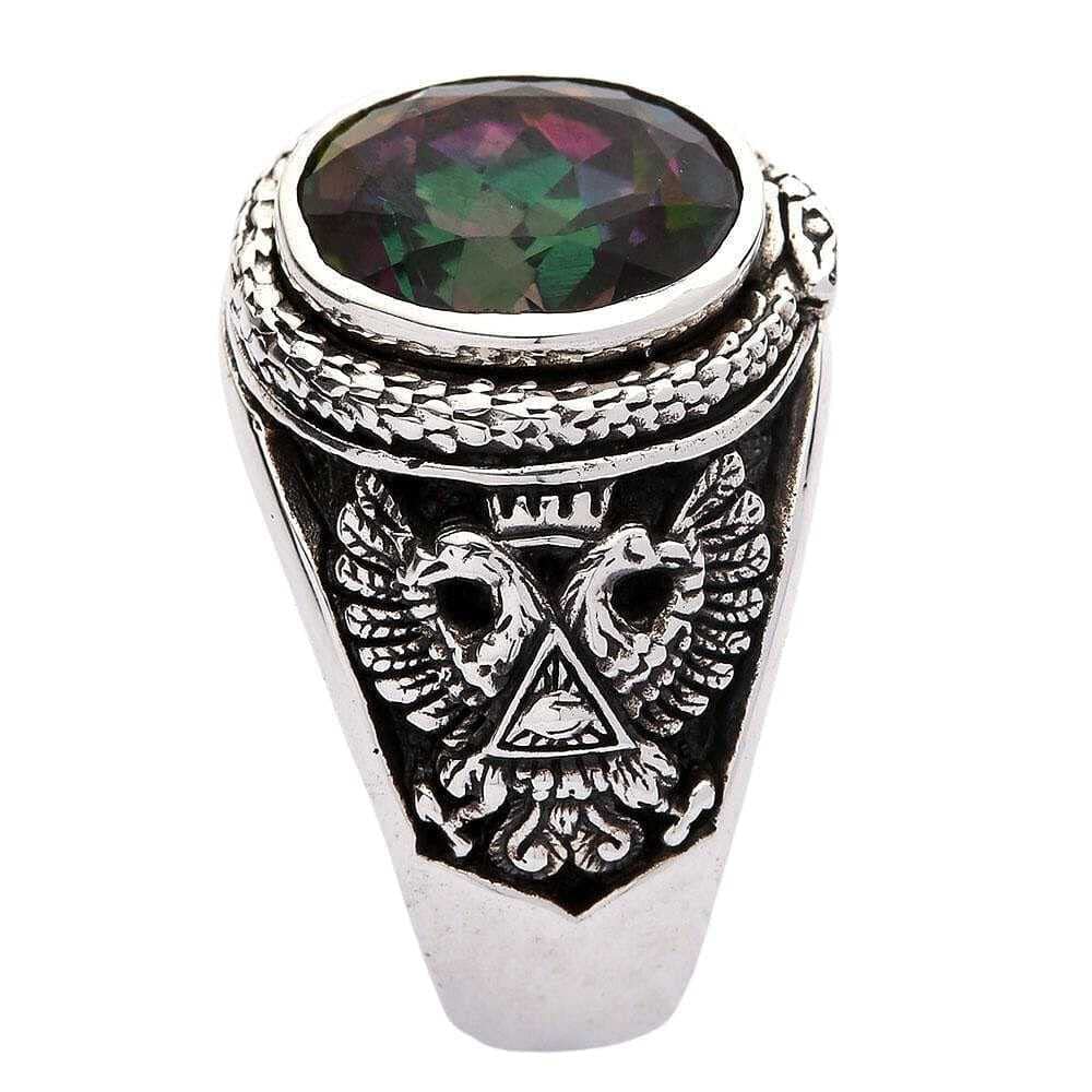Sterling Silver Mystic Topaz Praying Hands Gothic Ring for Men & Women - Unique Biker Jewelry for Motorcycle Riders & Gothic Fashion Lovers - Perfect for Everyday Wear, Special Occasions & Gift Giving