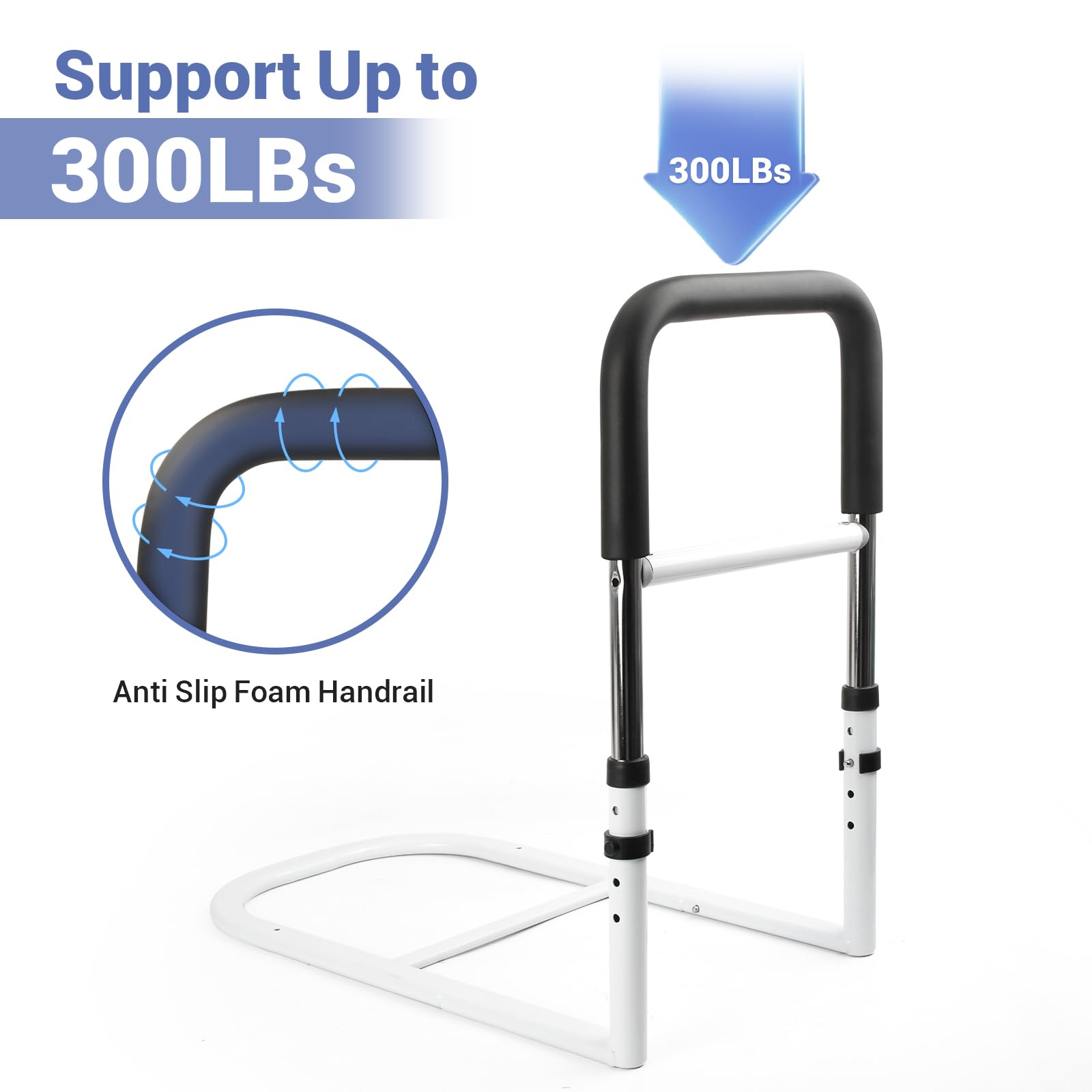 Elderly Bed Safety Rails - Adjustable Bed Assist Handles for Seniors, Fall Prevention Grab Bars for King, Queen, Full & Twin Beds - Ideal for Home Care, Hospitals & Assisted Living Facilities