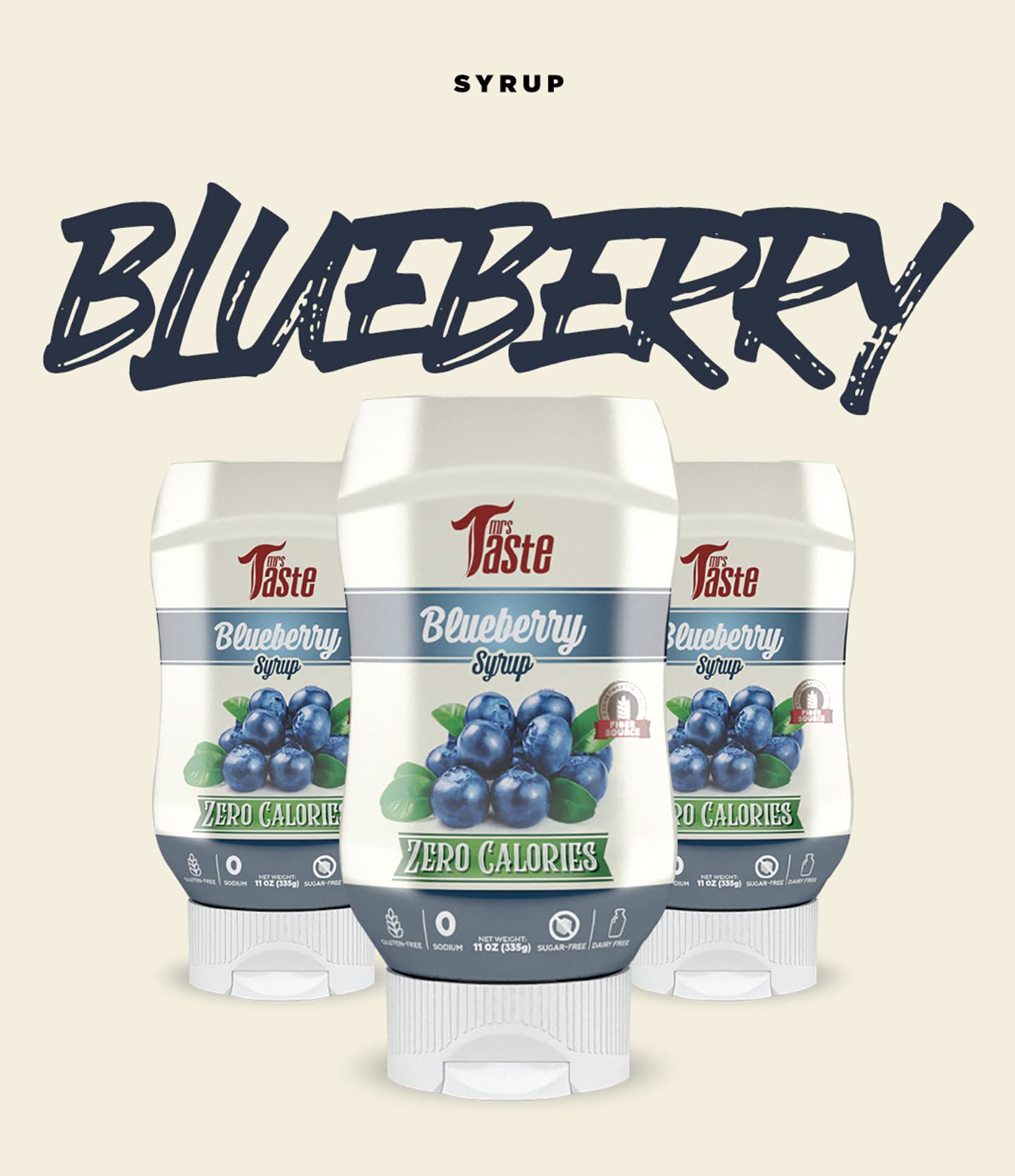 Sugar Free Blueberry Syrup - Zero Calorie, No Sugar Added, Keto & Paleo Friendly, High Fiber, Low Sodium - Healthy Pancake Topping & Dessert Sauce (11oz) - Perfect for Waffles, Yogurt & Ice Cream