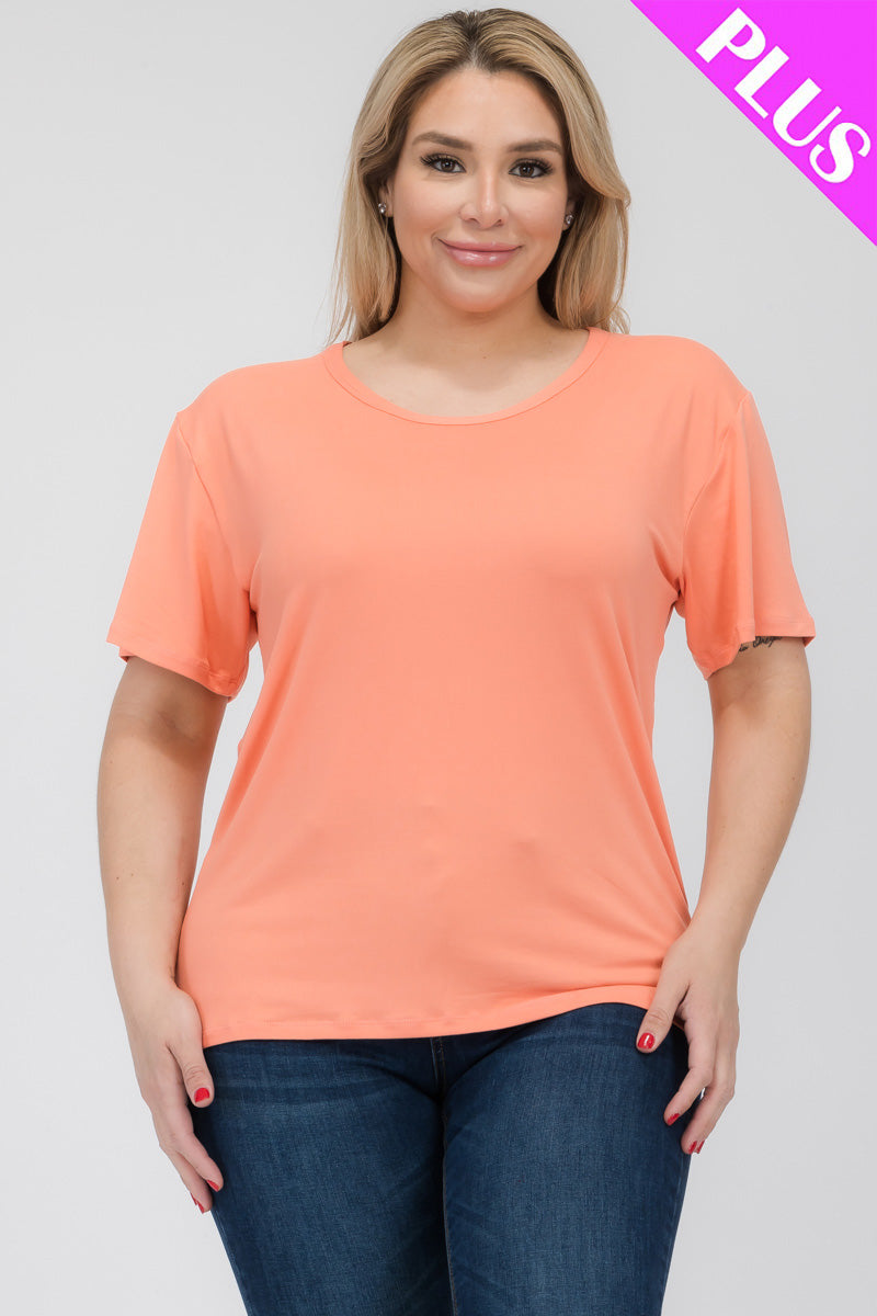 Plus Size Basic Short Sleeve T-Shirt for Women - Comfortable Cotton Casual Tee (CAPELLA) | Perfect for Everyday Wear, Lounge & Summer Outfits