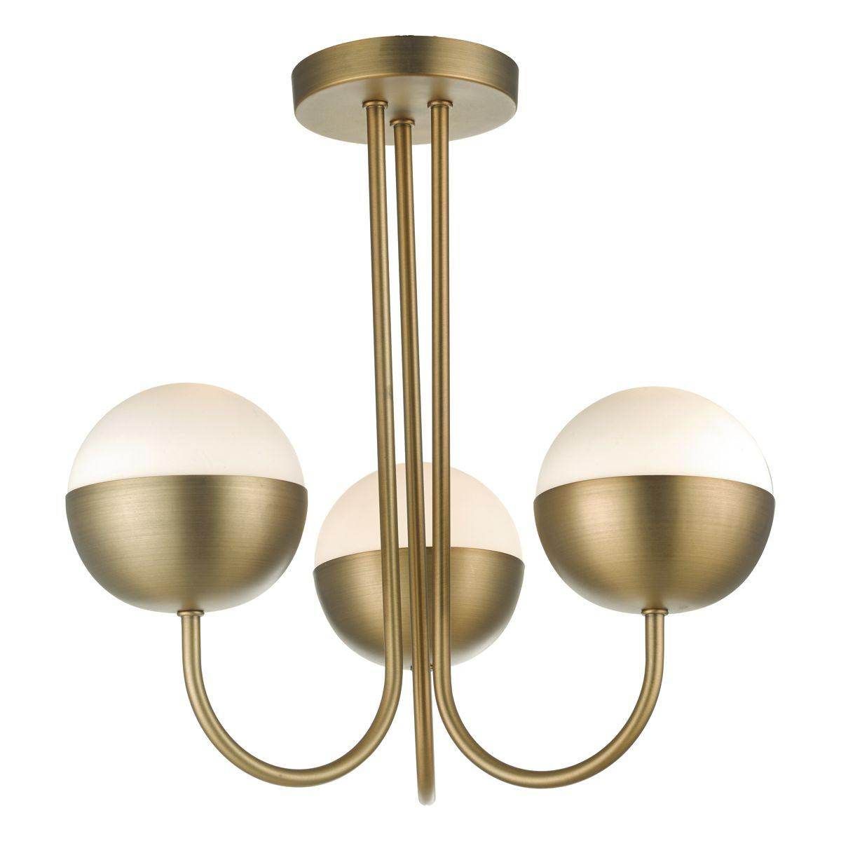 Andre 3-Light Semi Flush Mount Ceiling Light in Aged Brass - Perfect for Bedroom, Dining Room, and Hallway Lighting