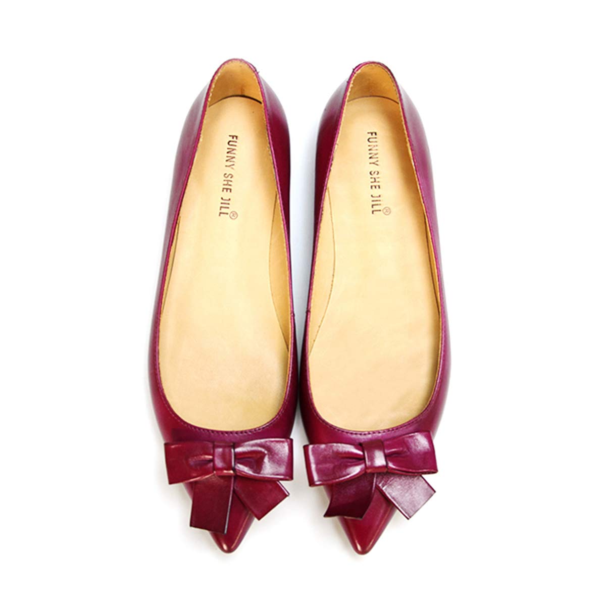 FSJ Women's Pointed Toe Flat Loafers - Comfortable Slip-On Bowknot Pumps with Block Low Heel for Office, Work & Business Casual Outfits | Perfect for Professional Wear, Daily Commute & Formal Occasions