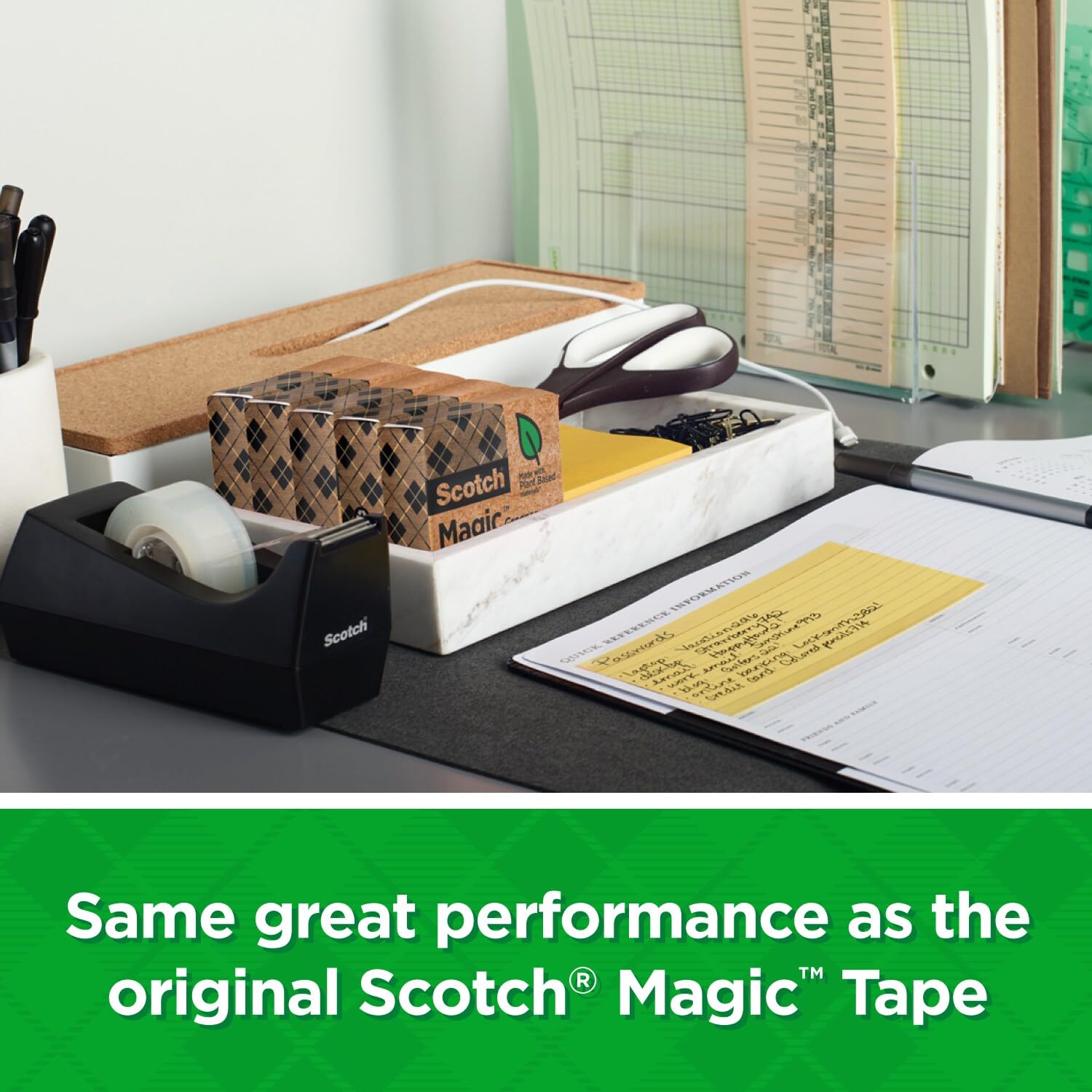 Scotch Magic Greener Tape - 3 Rolls of 0.75 in x 900 in Invisible Adhesive Tape for Paper Repair, Office & School Supplies | Eco-Friendly, Strong Hold for Crafts, Gift Wrapping & Document Fixing