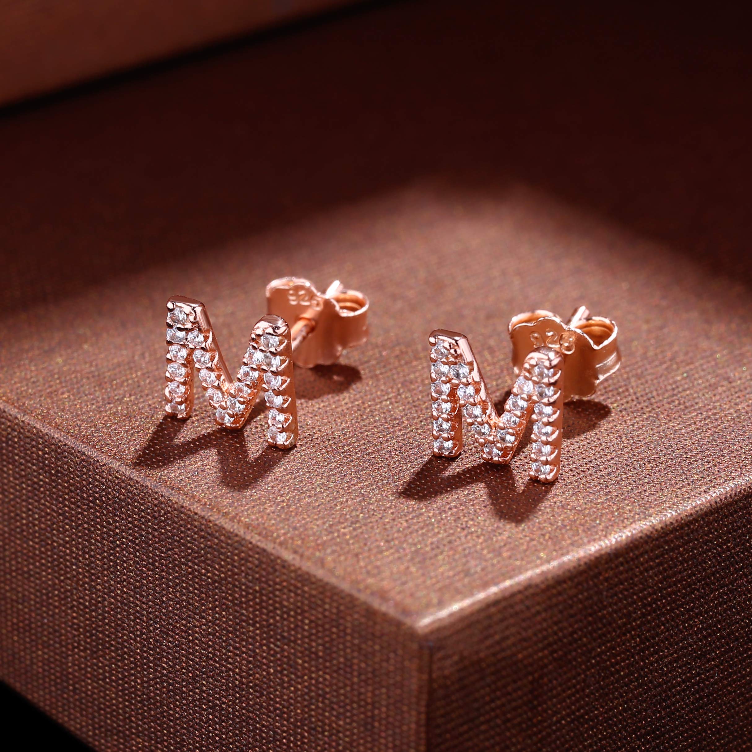 MONOOC Personalized Initial Stud Earrings for Women & Girls - Hypoallergenic S925 Sterling Silver Cubic Zirconia Letter Earrings | Birthday Gifts, Everyday Wear, Party Jewelry for Kids & Teens