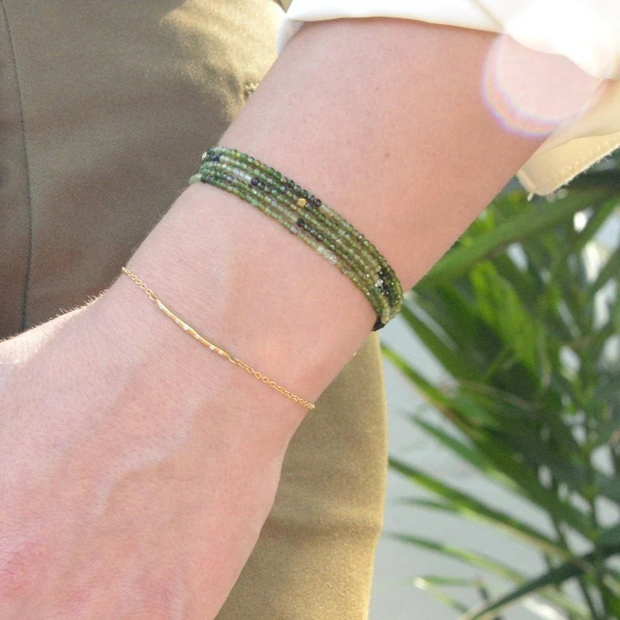 Green Tourmaline Wrap Bracelet for Women - Natural Gemstone Healing Jewelry for Energy & Protection - Perfect for Yoga, Meditation & Spiritual Wellness