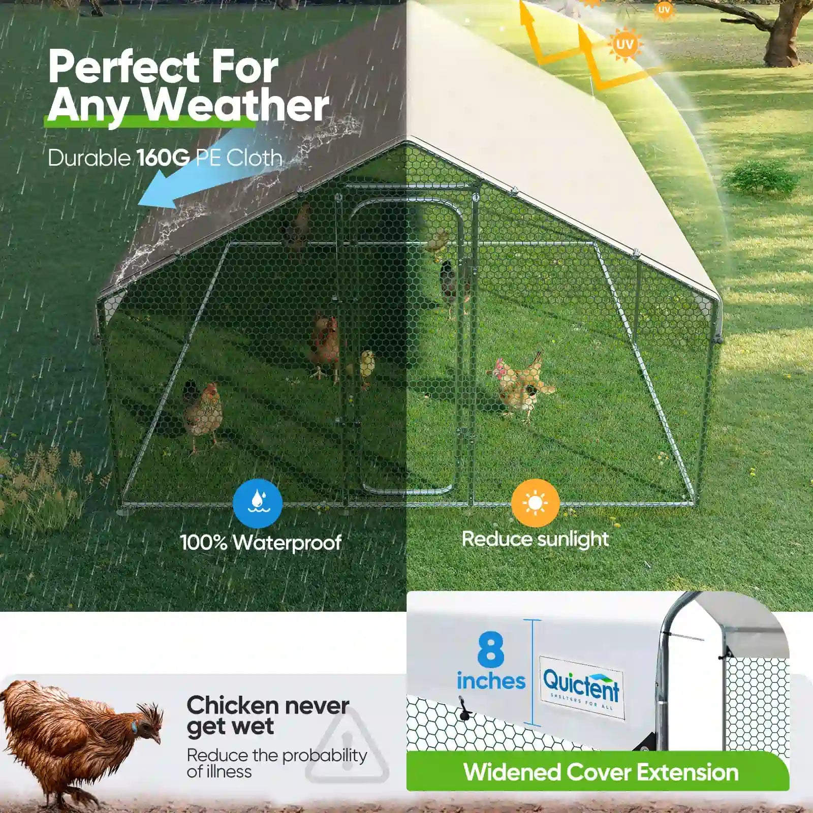 Large Metal Chicken Coop Run - Durable Outdoor Poultry Pen for Hens & Roosters - Perfect for Backyard Farming & Free Range Chicken Keeping