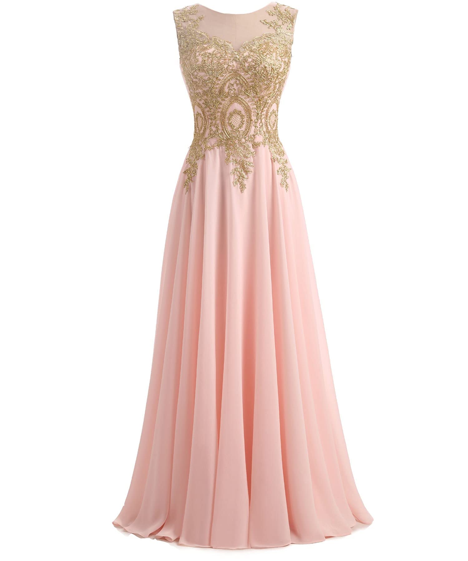 Elegant Gold Lace A-Line Long Chiffon Formal Dress for Women | Corset Prom Evening Gown | Perfect for Weddings, Galas & Special Occasions