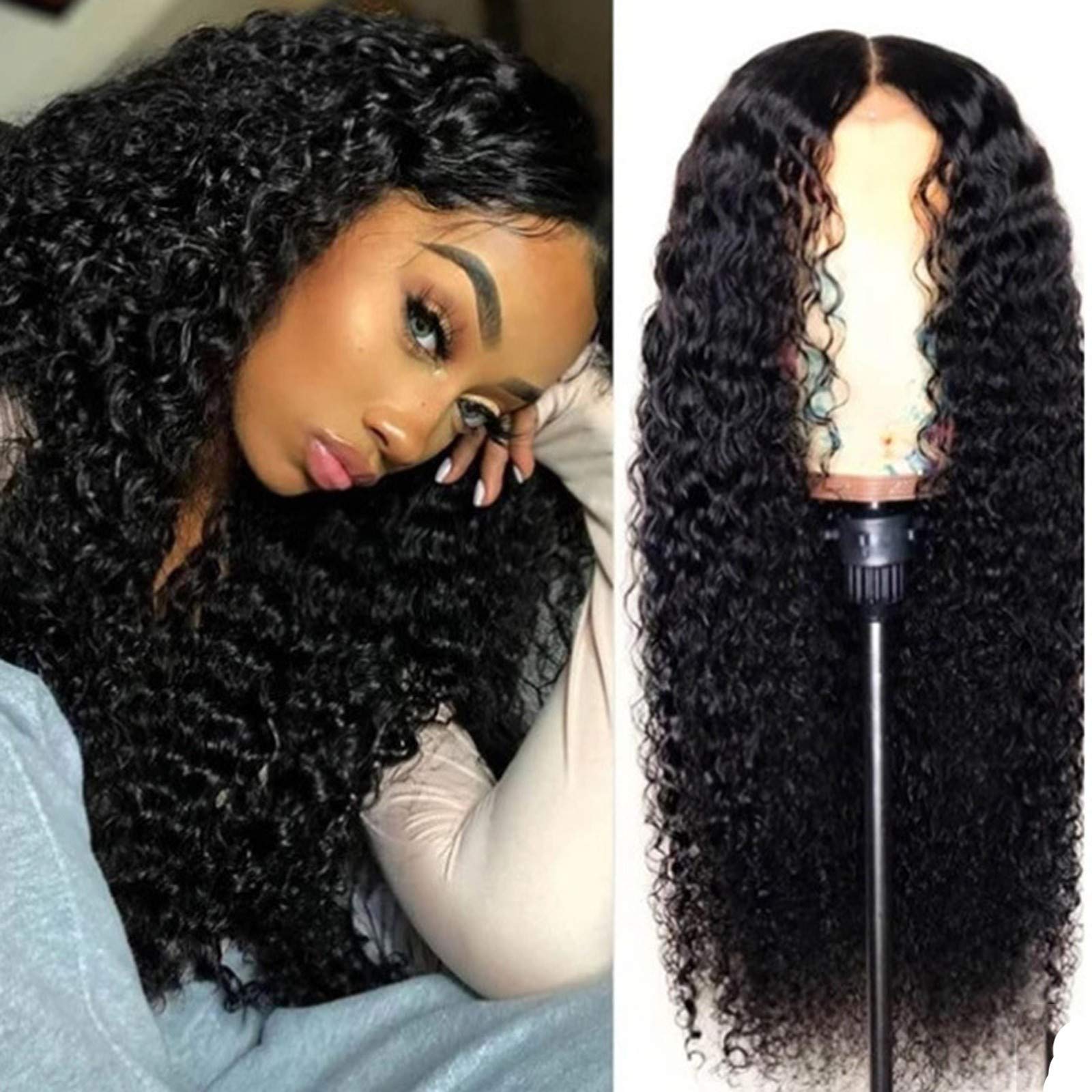 150% Density Unprocessed Brazilian Curly Human Hair Wig for Black Women - Water Wave Lace Front Glueless Wavy Lace Frontal Wig with Baby Hair & Pre-Plucked Hairline (6 Natural Colors) | Perfect for Daily Wear, Cosplay, and Special Occasions