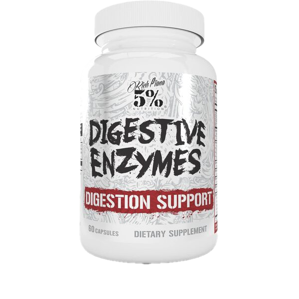 5% Nutrition Digestive Enzymes Supplement - 60 Capsules for Gut Health & Digestion Support - Ideal for Post-Workout Recovery & Bloating Relief