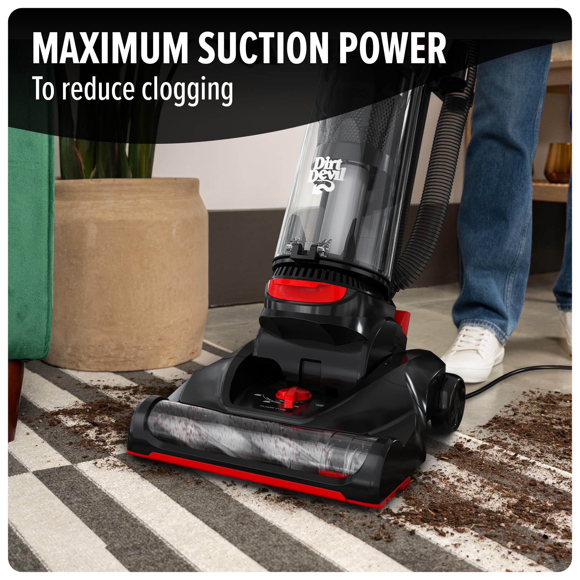 Dirt Devil Bagless Upright Vacuum for Carpets & Hard Floors - Pet Hair Tool Kit Included | Powerful Lightweight Corded Cleaner for Home & Pets