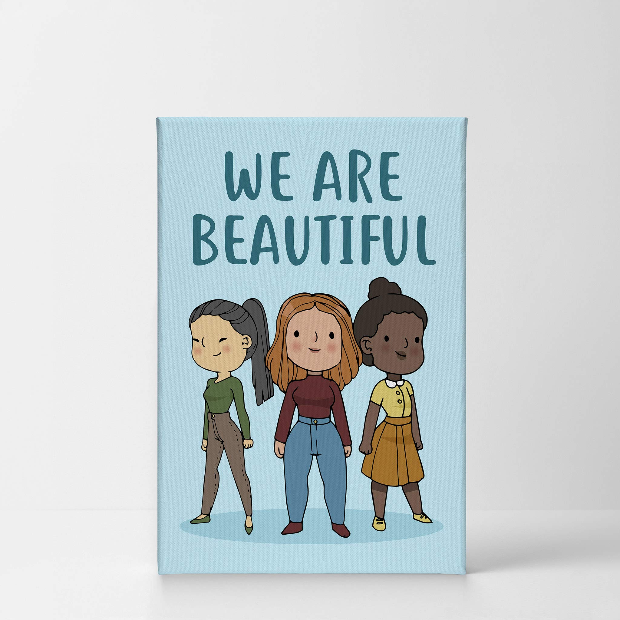 Beautiful Quote Canvas Print - Women Diversity Kids African American Asian Wall Art - Nursery Decor, Baby Room Decor, Kids Room Decor - Ready to Hang 36x24 - Made in USA | Perfect for Home Decor, Office Wall Art & Gift Ideas