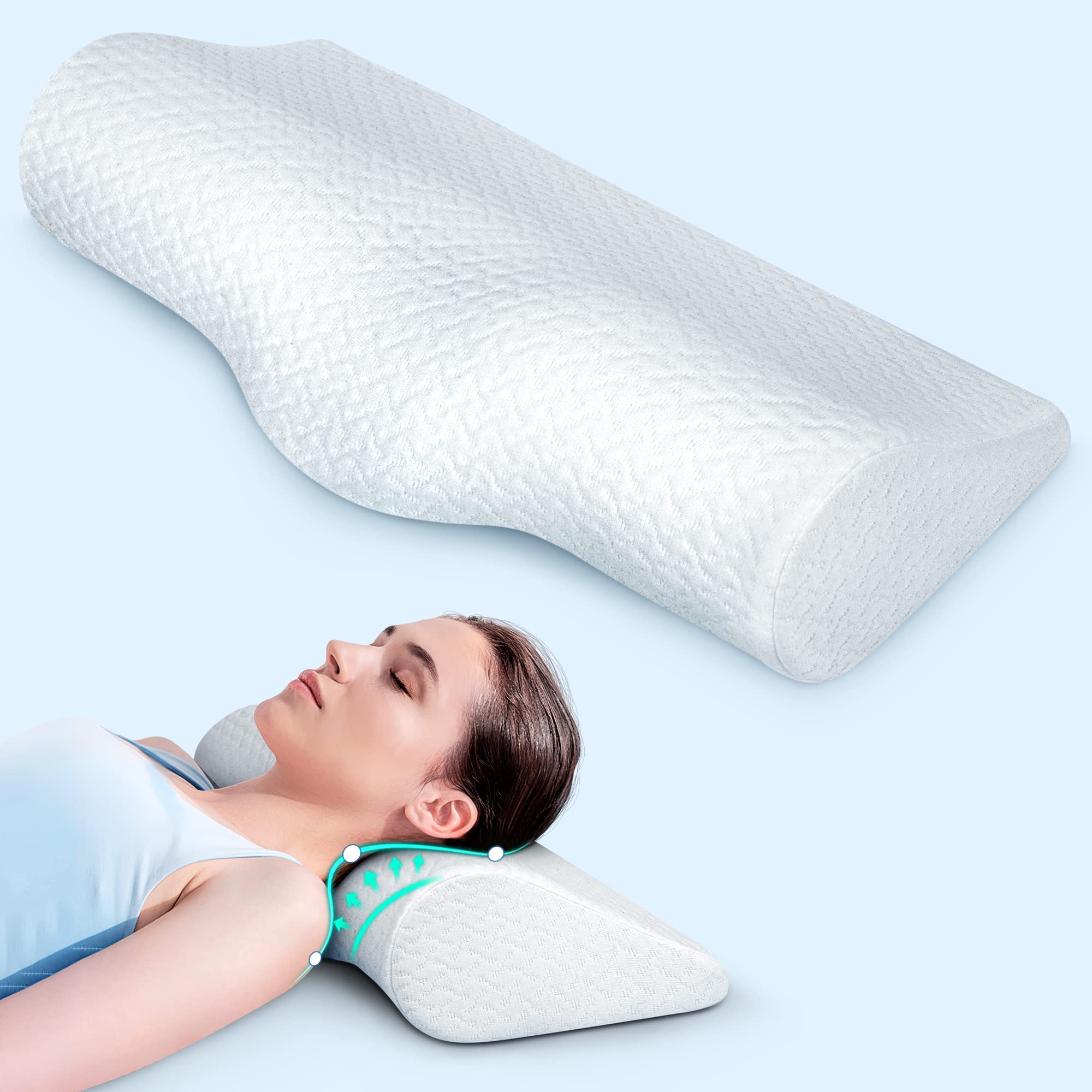Orthopedic Cervical Neck Pillow for Pain Relief & Better Sleep - High-Density Memory Foam Support Pillow for Neck & Shoulder Relaxation - Neck Decompression Device for Bed, Office & Travel Use - Ideal for Side, Back Sleepers & Post-Surgery Recovery