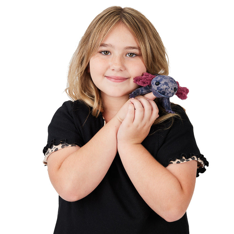 Black Axolotl Puppet - Soft Plush Mexican Salamander Hand Puppet for Kids, Storytelling & Educational Play | Perfect for Classroom, Birthday Parties & Imaginative Play