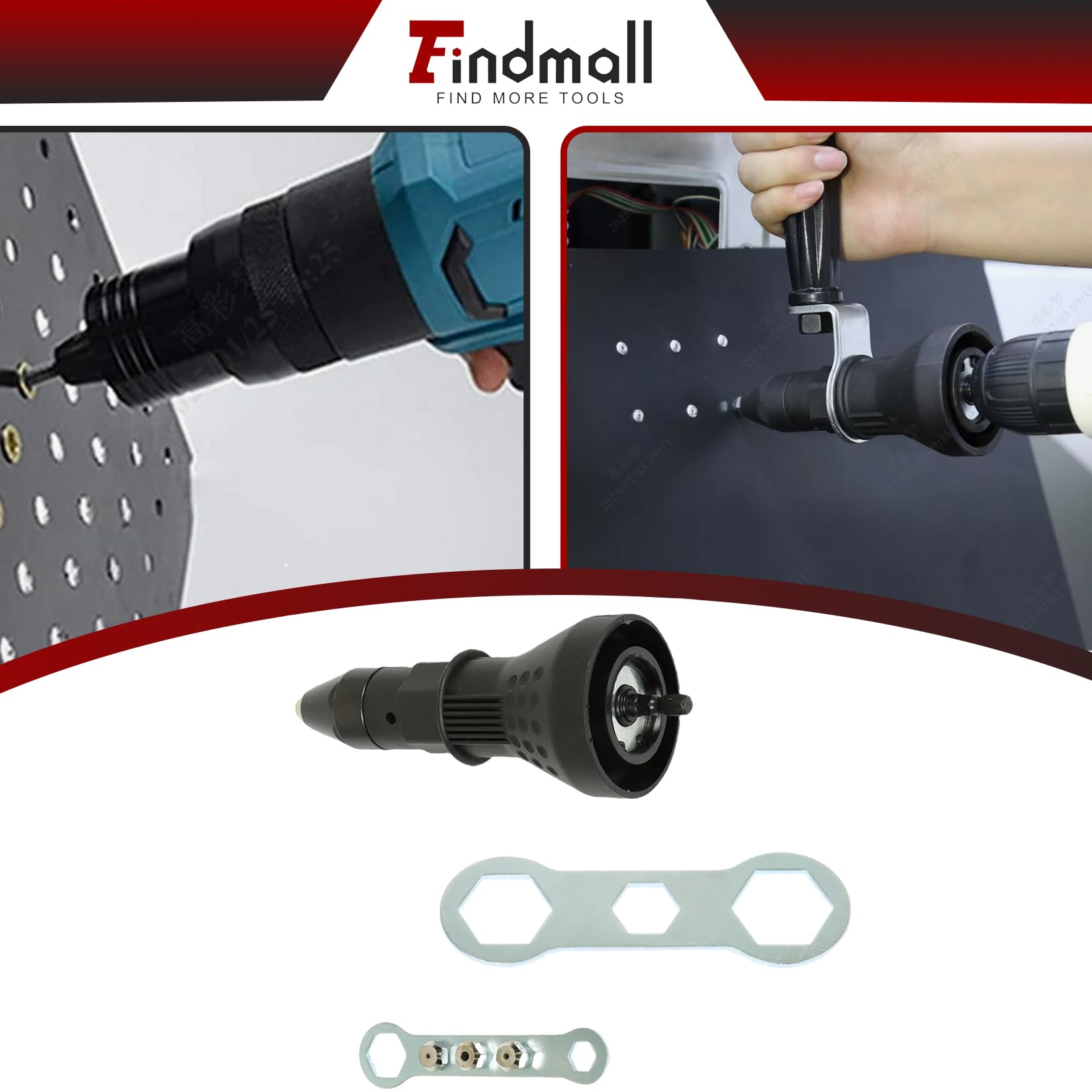 FindMall Cordless Electric Rivet Nut Gun Drill Adapter - Heavy Duty Hand Tool for Industrial Fastening & Manufacturing | Perfect for Metalworking, Automotive Repair & DIY Projects