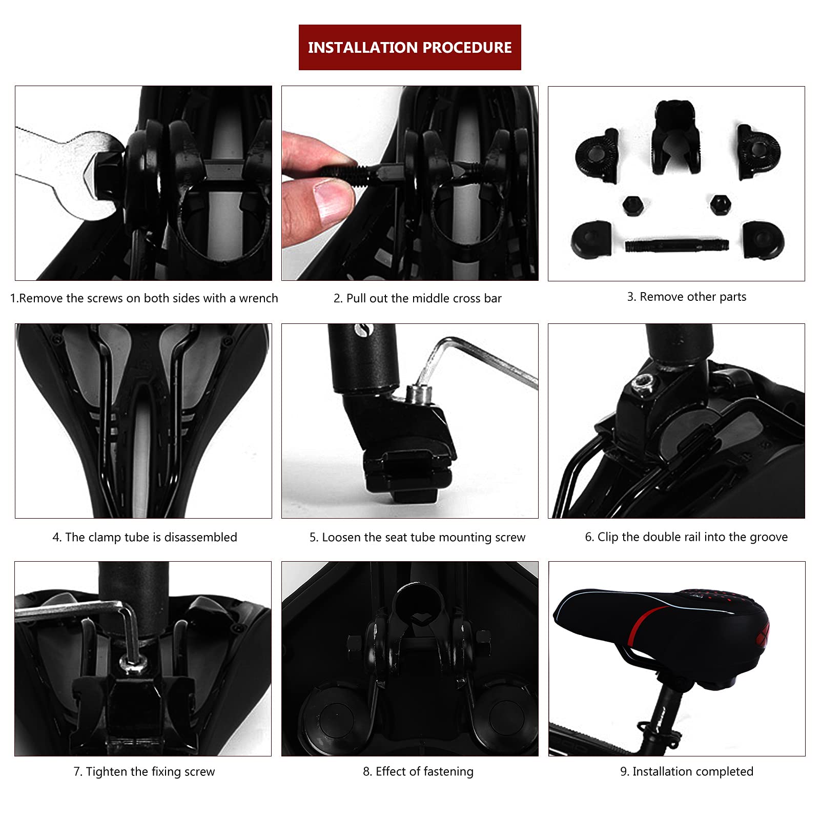 Comfortable Bike Seat Cushion - Soft Gel Mountain Bike Saddle with Reflective Strips for Shock Absorption | Perfect for Outdoor Cycling, Mountain Biking & Commuting