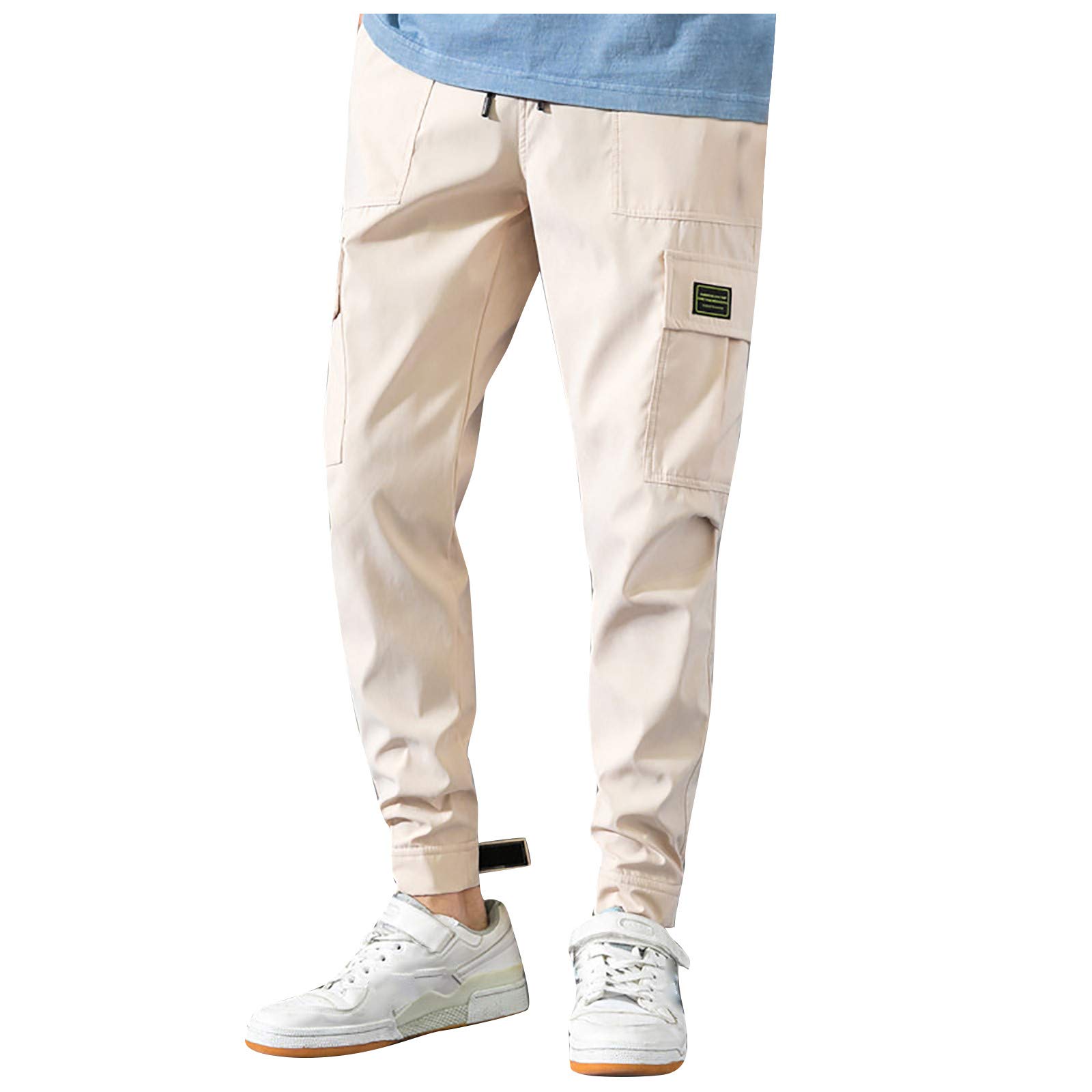Reasoncool Men's Solid Outdoor Hiking Pants - Comfortable Casual Work Pants with Drawstring Waist - Perfect for Hiking, Camping & Everyday Wear