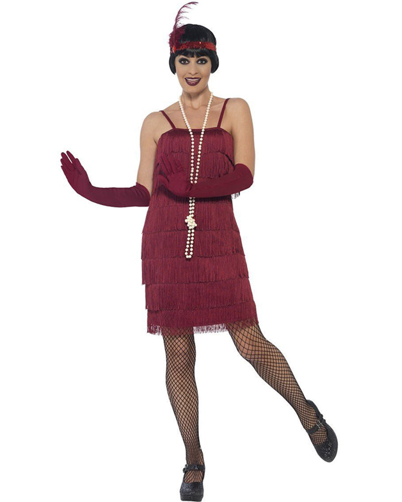 Vintage 1920s Burgundy Red Flapper Dress for Women - Roaring 20s Gatsby Party Costume, Halloween Outfit & Themed Party Dress