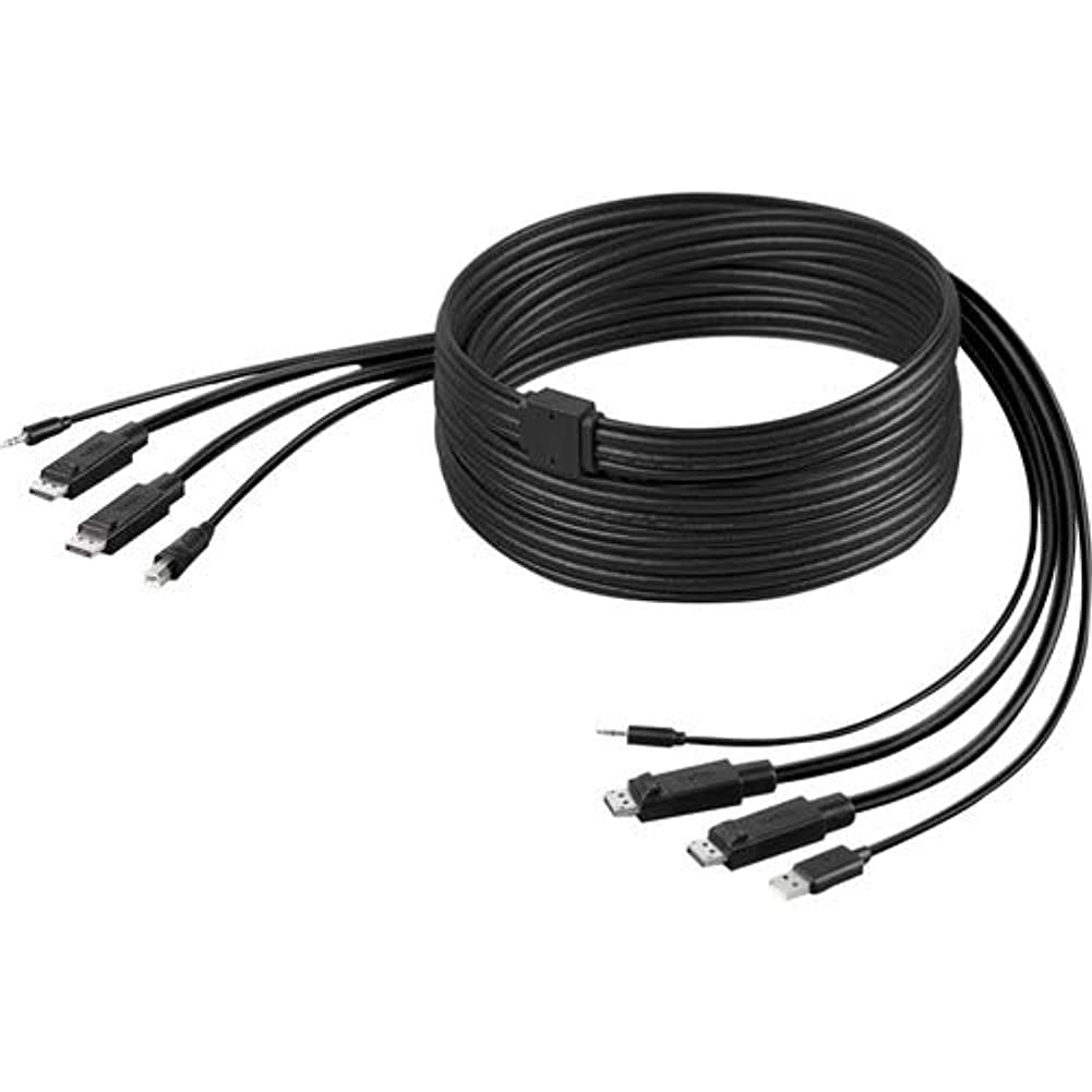 Linksys TAA Compliant Dual DisplayPort to USB Audio KVM Cable - DP Male to Male, USB A to B - Ideal for Secure Government & Military Workstations