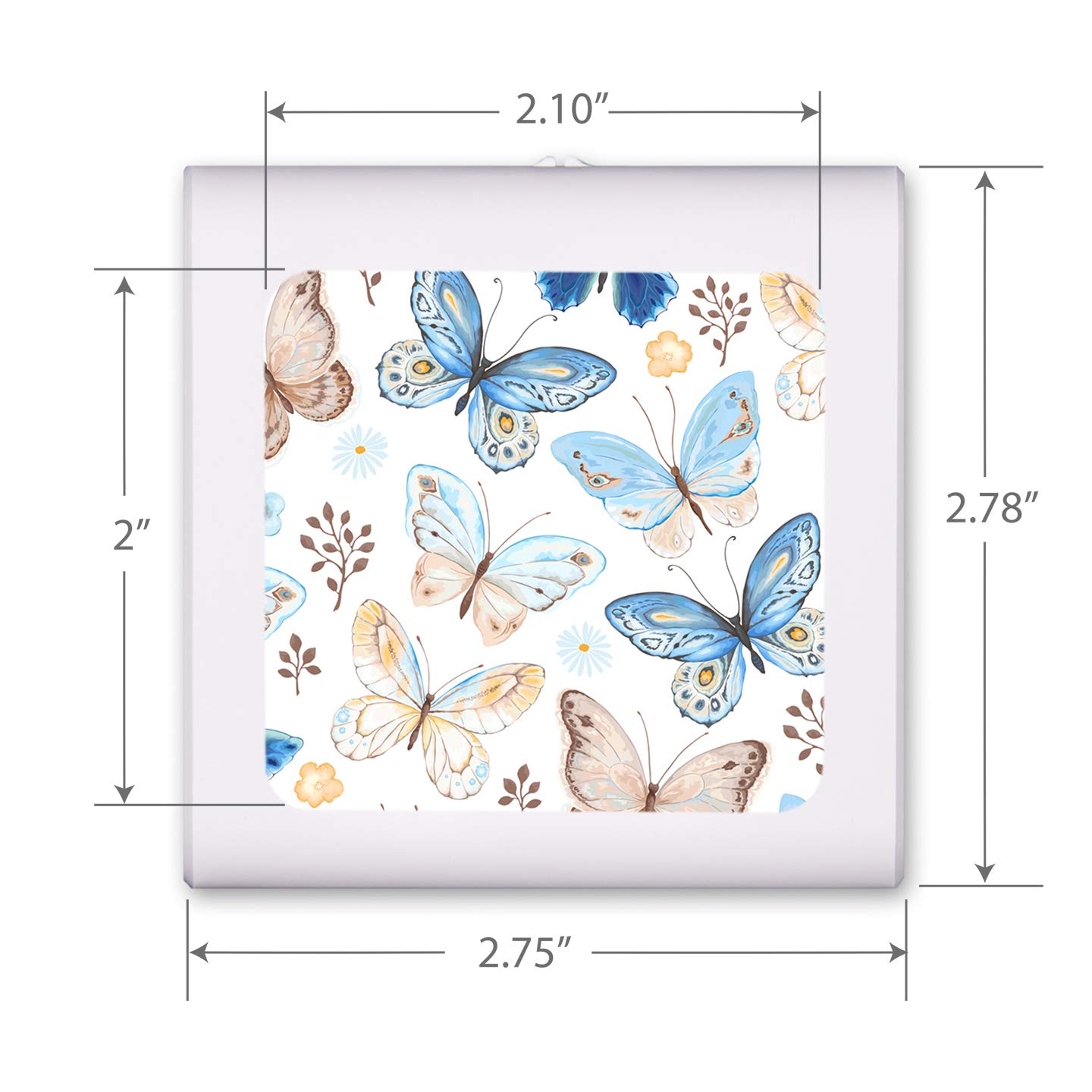 Dimmable LED Night Light with Auto On/Off Sensor, Adjustable Brightness & Warm White Light - Perfect for Bathroom, Hallway, Nursery & Bedroom - Blue & Tan Butterfly Design - Energy Saving Plug-in Nightlight for Kids & Adults