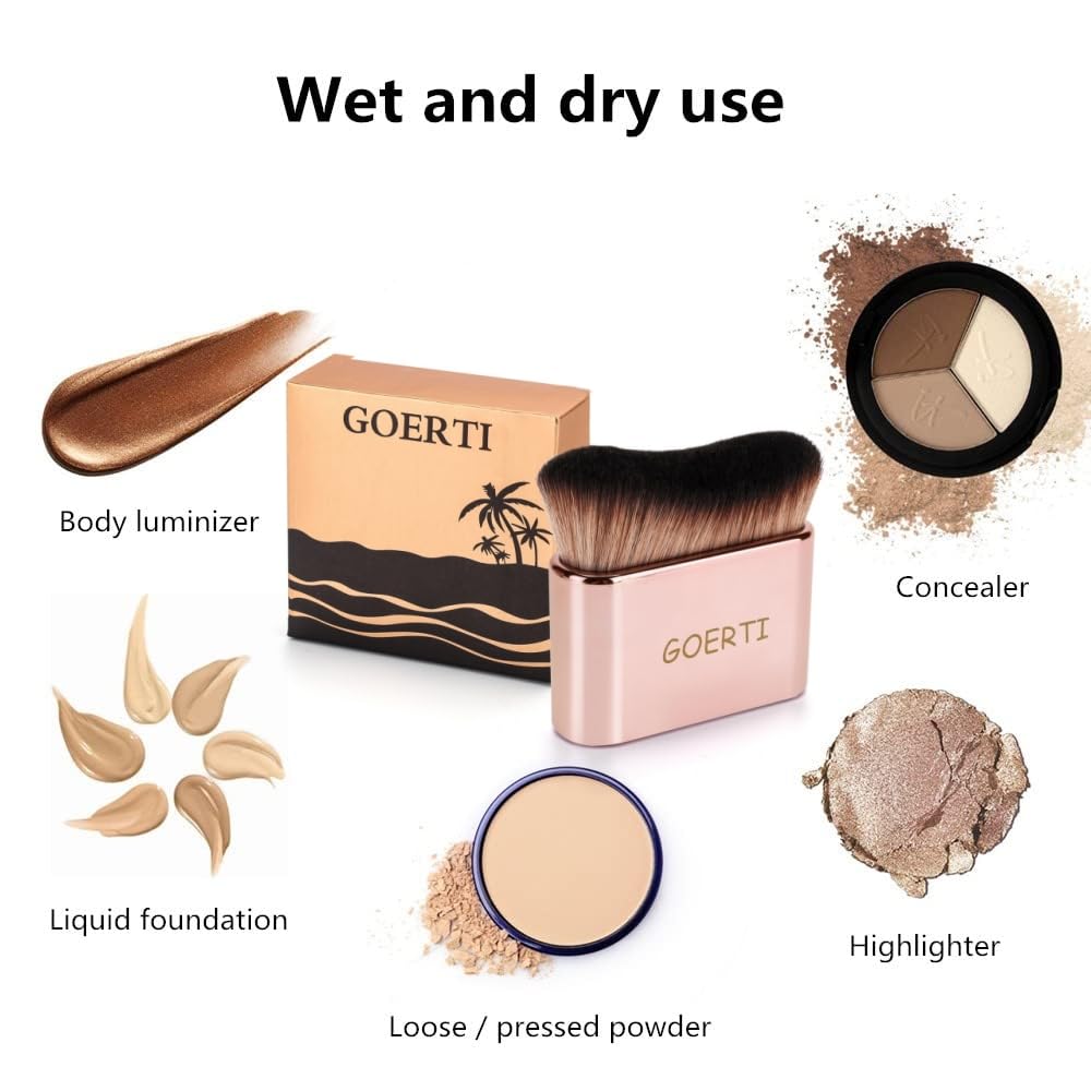Self Tanner Brush & Kabuki Brush for Body - Professional Makeup Brush for Flawless Leg Makeup, Bronzer & Shimmer Glow | High Density Foundation Brush for Creams & Lotions | Perfect for Tanning, Contouring & Body Makeup Application